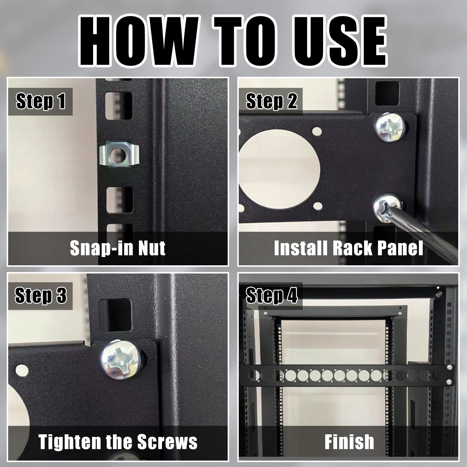 4 Pcs 1U Rack Panel Xlr Hdmi Audio Rack Mount Panel Connectors With M6 Screws Metal Punch Out Component Panel For Audio Enclosur