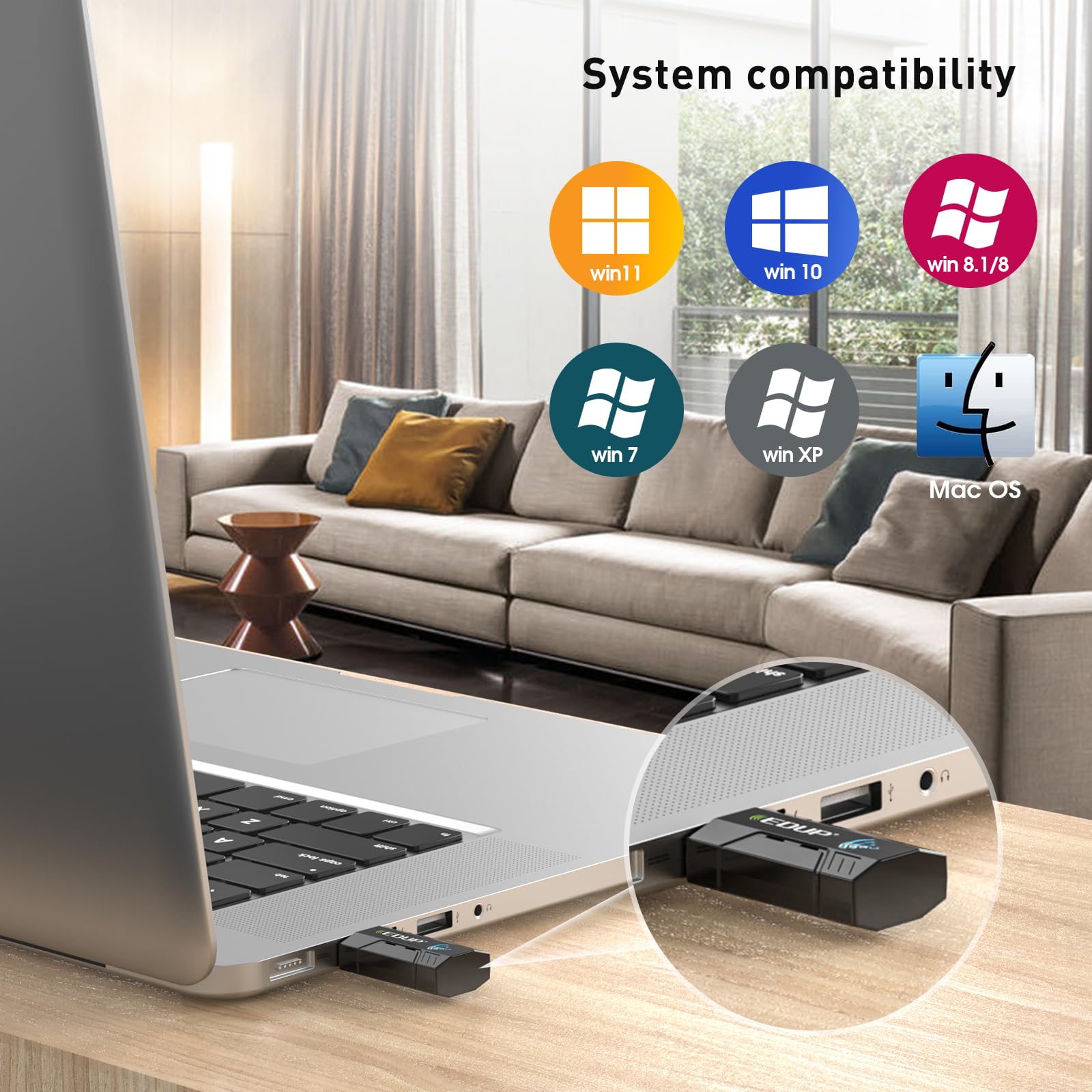 Edup Love Usb 3.0 Wireless Wifi Adapter Ac1300Mbps For Pc, Usb Wi Fi Dongle Ac Mini Network Adapters 802.11Ac 2.4Ghz/5.8Ghz Buil