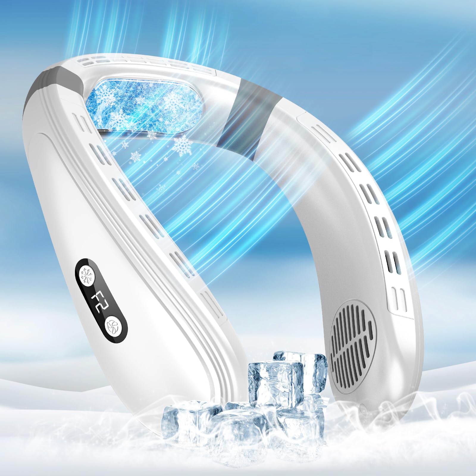 Famotansia Neck Fan With Cooling Plate|Neck Air Conditioner|4400Mah Rechargeable Battery Operated|Cooling Neck Fan For Women And