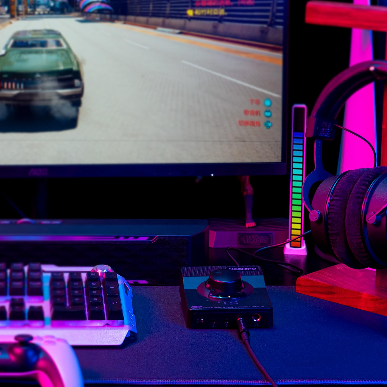 Neohipo H1 Dac Amp For Pc,Mini Usb Gaming Dac Headphone Amplifier, Mini Hi-Fi Digital-To-Analog Amp, 3.5Mm/6.35Mm/Mic/Eq Opt/Coa