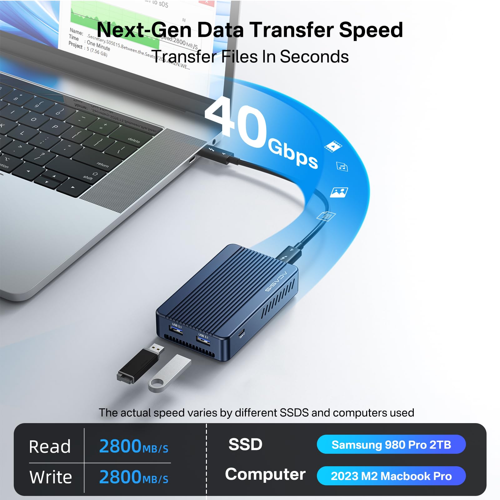 Acasis Mac Mini Dock Dual Monitor With 40Gbps M.2 Nvme Ssd Enclosure, Mac Mini Hub With 2*Dp1.4, 2*Usba 3.1, 1 Usb C 10Gbps, Cooling Fan Design, Works For M1/M2, Compatible With Usb4/3.2/3.1/3.0