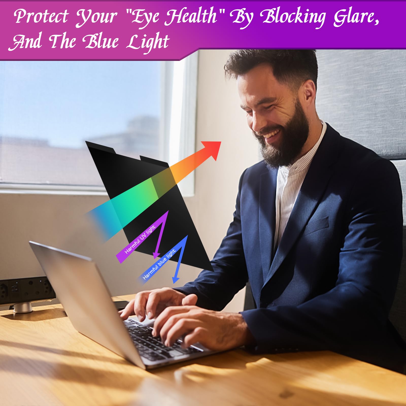 Pys Magnetic Privacy Screen Filter For 15.6 Inch 16:9 Laptop   Detachable Computer Screen Privacy Shield, Anti Glare Blue Light,