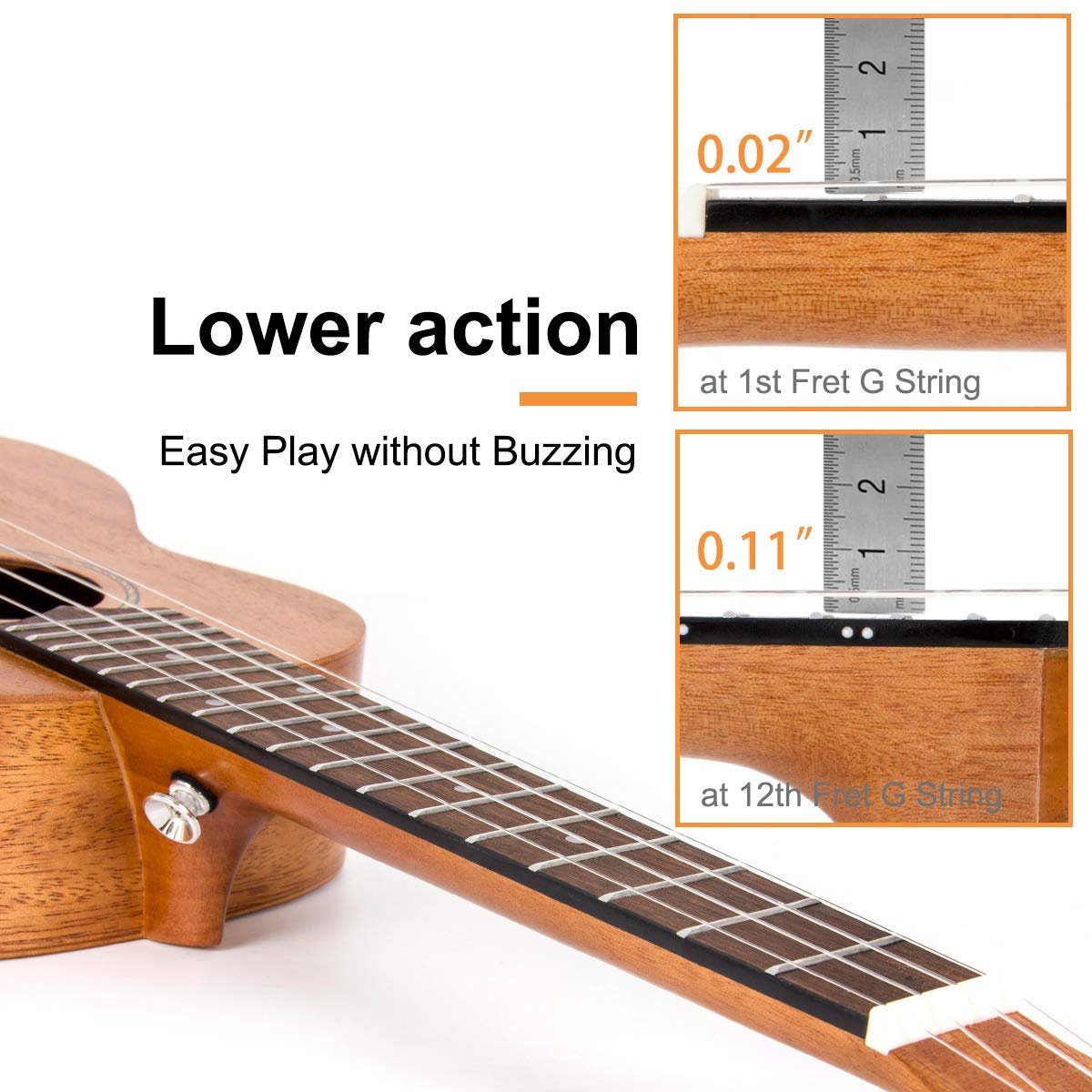 Kmise Concert Ukulele Kit - 23 Inch Mahogany Wood, Natural Color, Includes Gig Bag, Tuner, Strap, and Instruction Booklet (Model: MI2176)