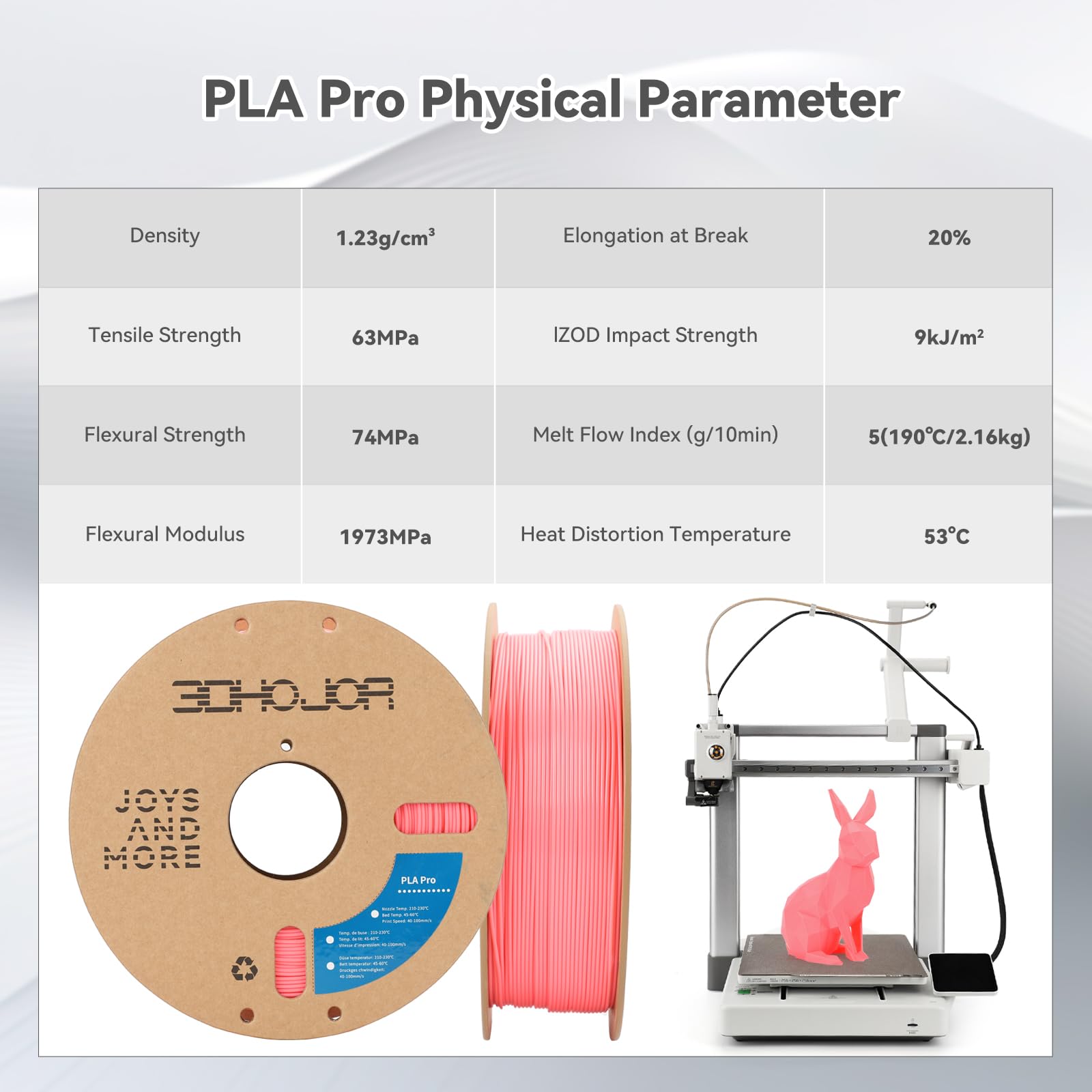 3Dhojor Pla Pro (Plus) Filament 1.75Mm, 3D Printer Filament Pla Plus, Cardboard Spool 3D Printing Filament, Dimensional Accuracy