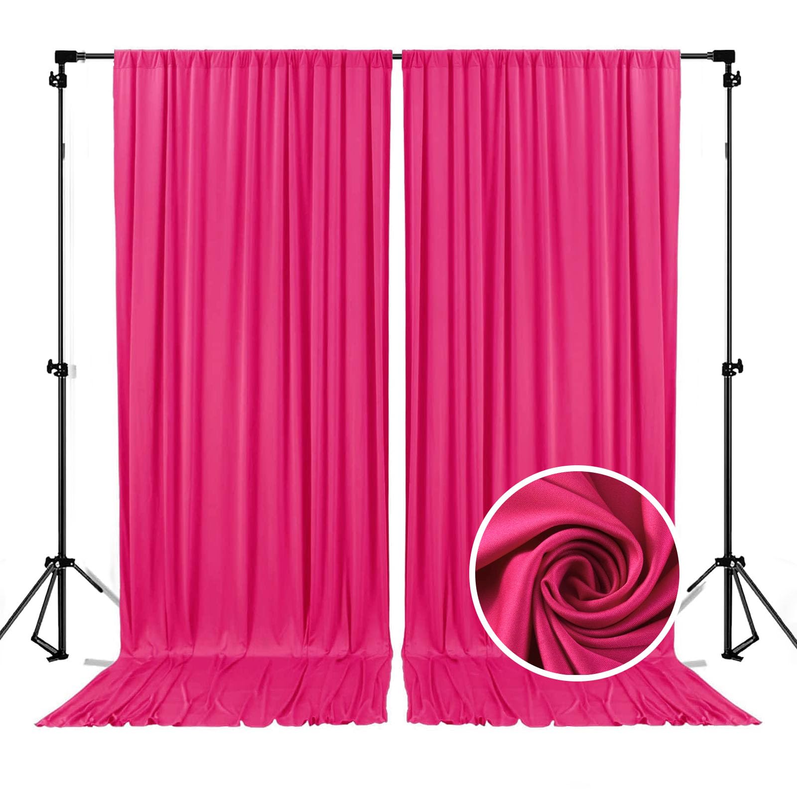 10 X 10 Feet Fuschia Backdrop Curtain For Partie, Background Curtains For Photoshoot, Birthday, Wedding, Halloween, Thanksgiving