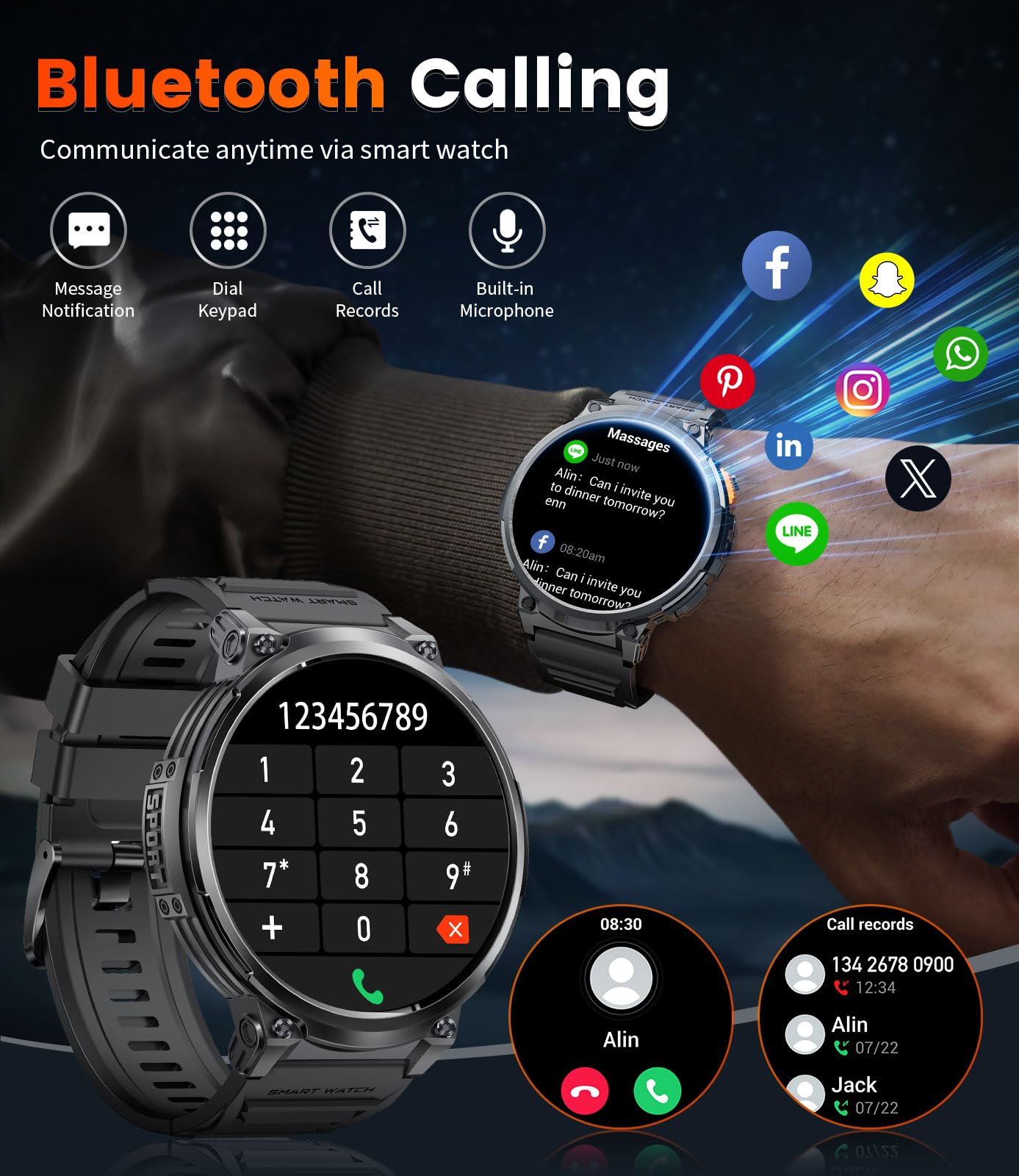 Lige Smart Watch For Men With 1.85'' Ips Touch Screen, Fitness Tracker With Flashlight/Ip68 Waterproof/120+Sport Mode Step Count