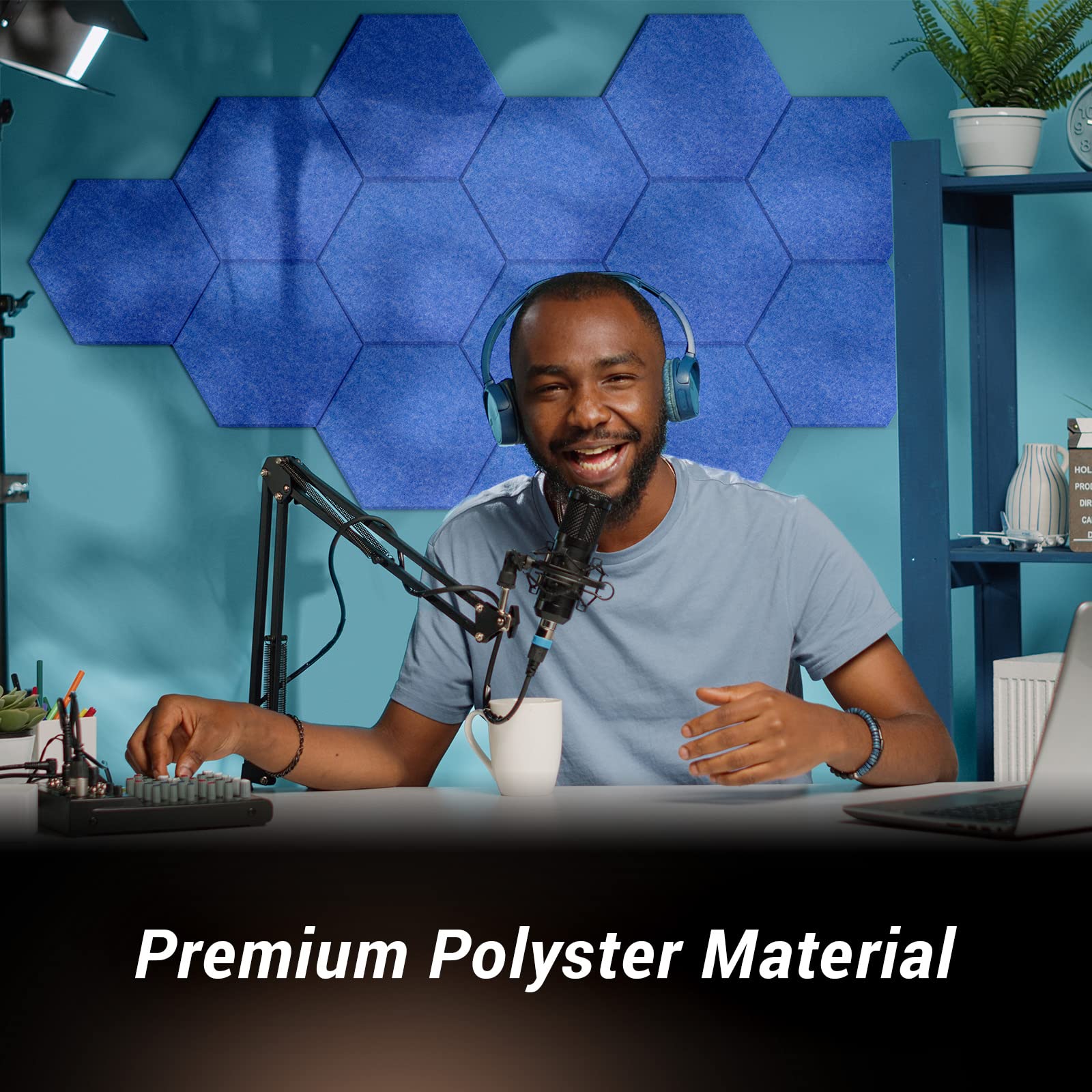 12 Pack Hexagon Acoustic Panels, Tonor 12 X 10 X 0.4  High Density Sound Proof Panels For Walls, Sound Dampening Insulation Trea