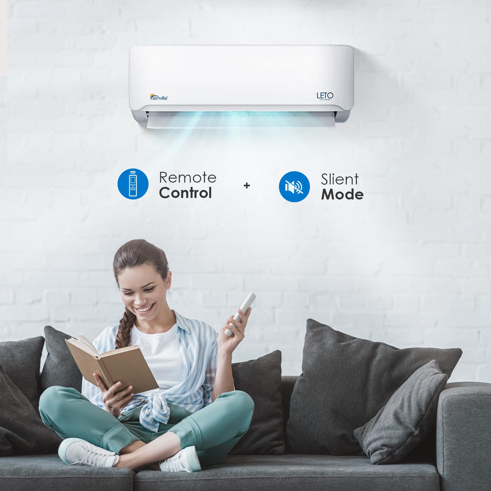Senville Leto Series Mini Split Air Conditioner Heat Pump, 12000 Btu 110/120V, Inverter, Works With Alexa, Seer2 20.8, 1 Ton, Wh