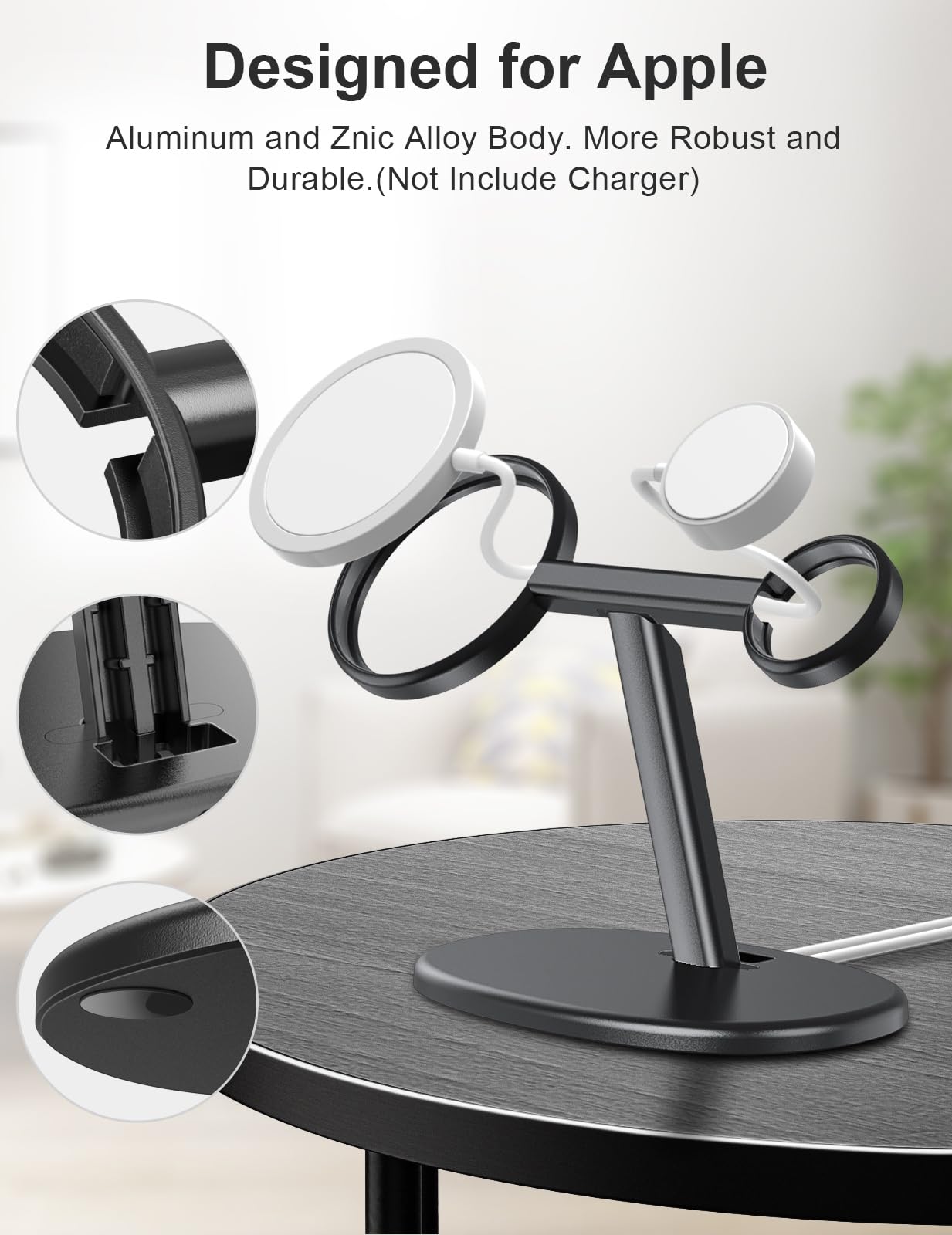 Ewa 2-In-1 Magsafe Charging Stand For Iphone 16/15/14/13/12 & Apple Watch Series, Se, Ultral Ergonomic Viewing Angle, Non-Slip B