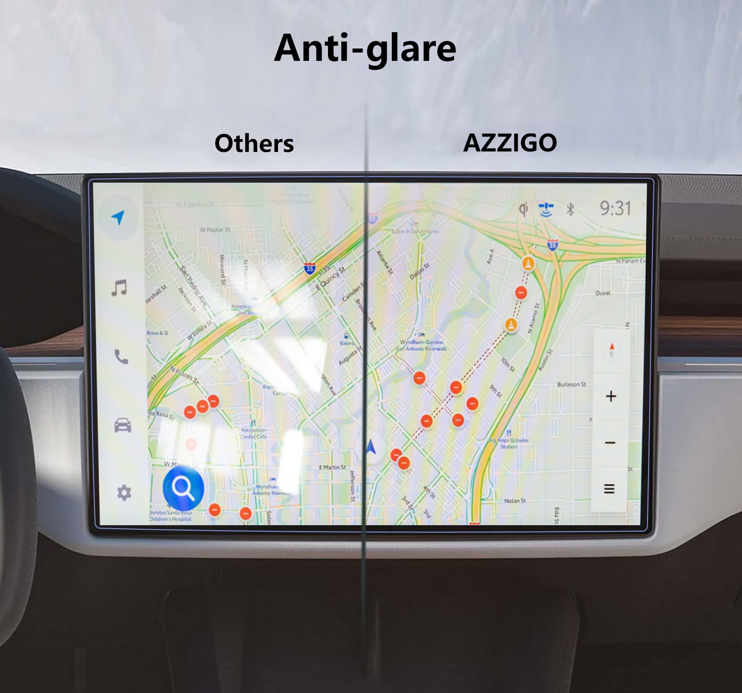 Azzigo Navigation And Rear Tempered Glass Screen Protector For 2024 2023 2022 2021 Tesla Model S Model X Refreshed Touch Screen