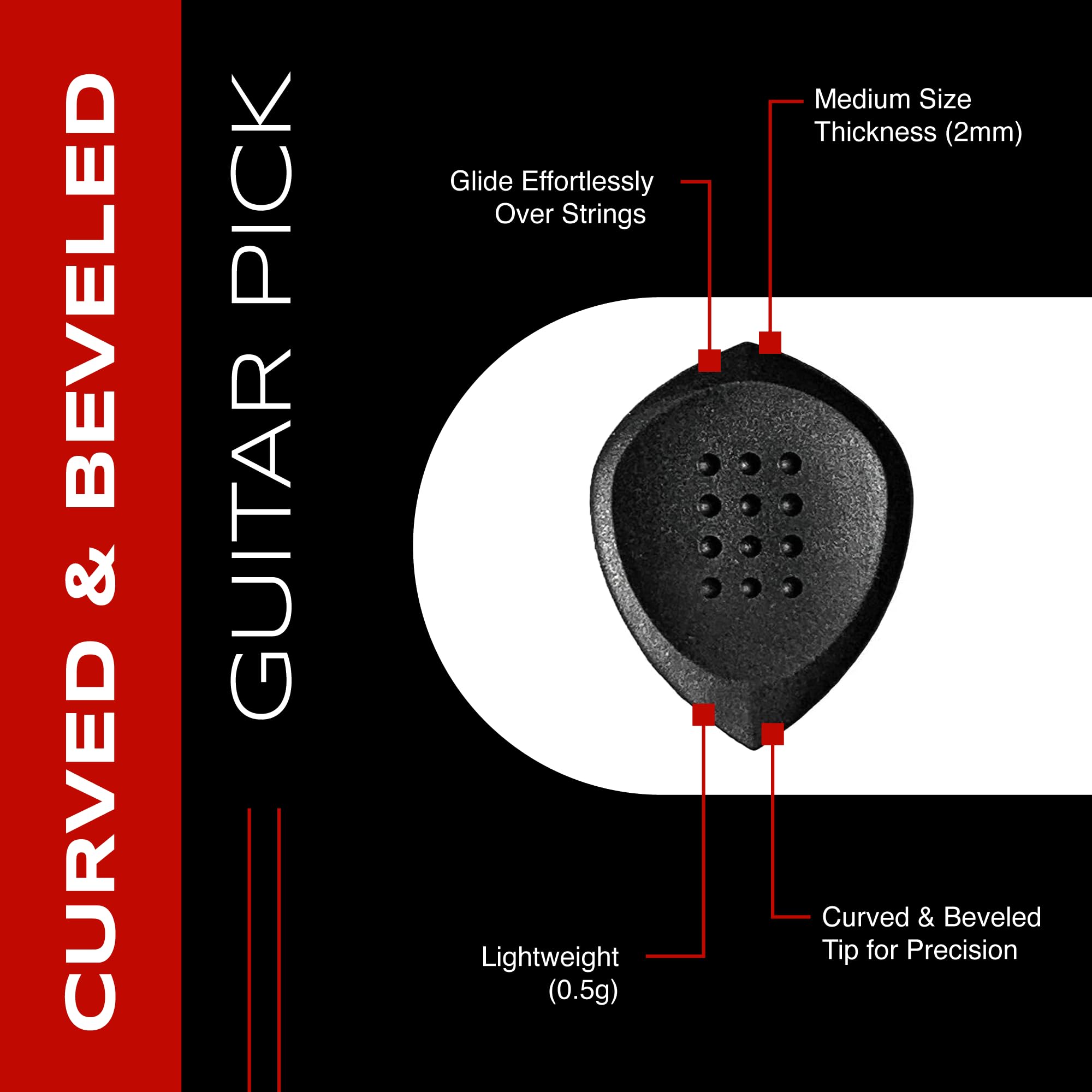 Acoustik Attak Stealth Structured Guitar Pick   Small Beveled Guitar Picks, Unique Tone (10 Pack, Black)