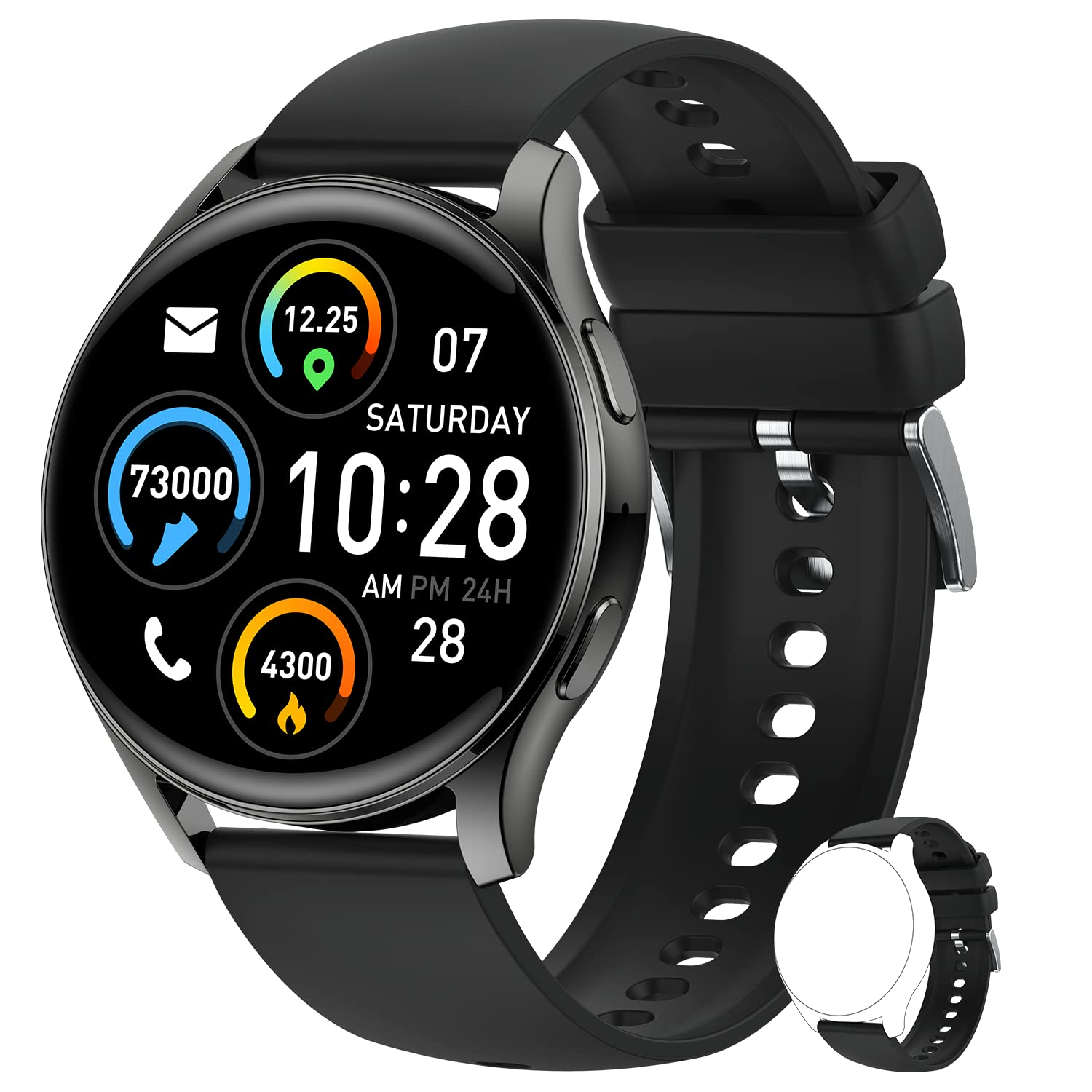 Smart Watch For Men Women Fitness: (Make/Answer Call) Bluetooth Smartwatch For Android Ios Phone Waterproof Sport Running Digita