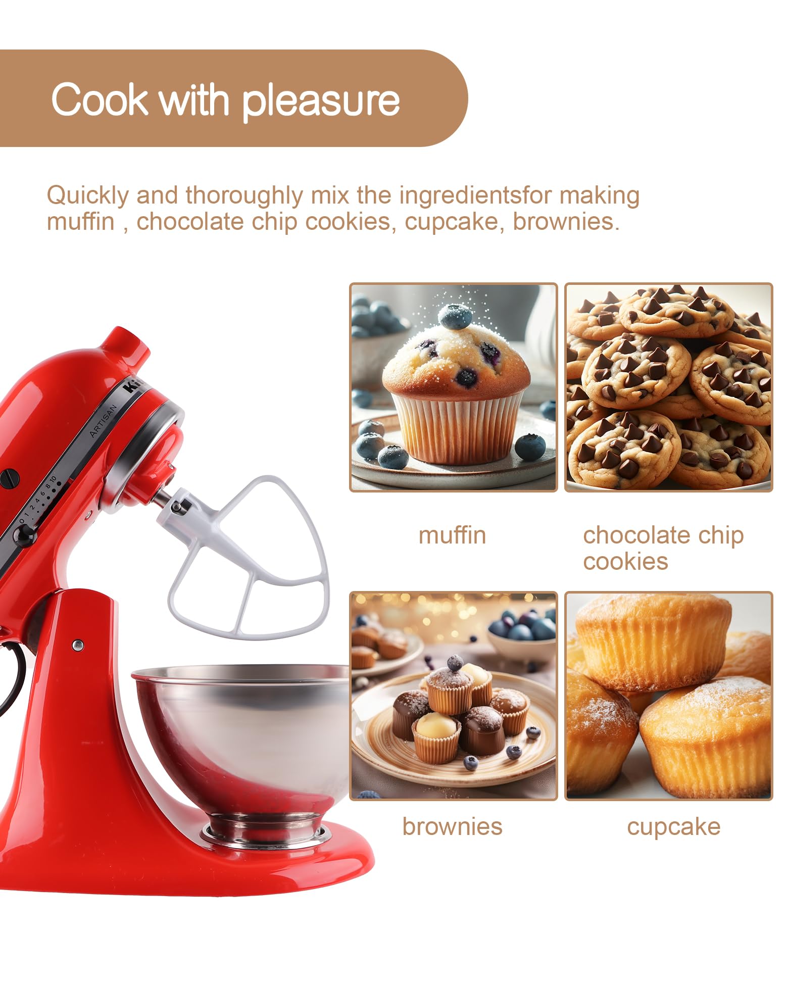 Meet Juice K45B Coated Flat Beater, Compatible With Kitchenaid Paddle For Mixer, Kitchenaid Accessories And Attachments Fits For