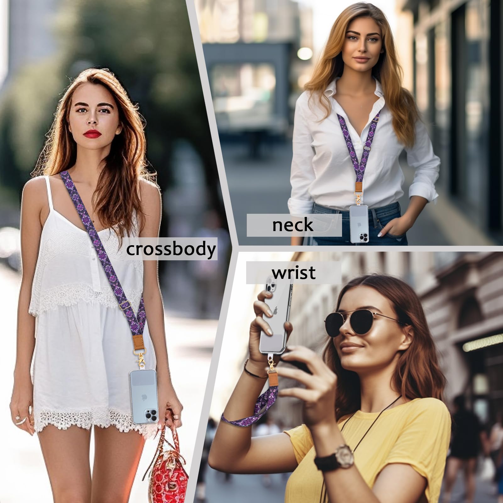 Yonlevres Phone Lanyard Crossbody Phone Strap, Boho Bohemian Cell Phone Lanyards For Around The Neck Wristlet Wrist Strap, Adjus