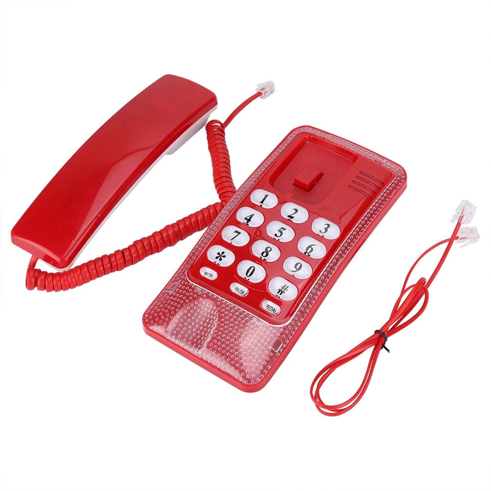 Diyeeni Mini Wall Phone, Retro Wall Mountable Landline Telephone with Flash Function and Call Mute Function, RJ45 Interface Powe