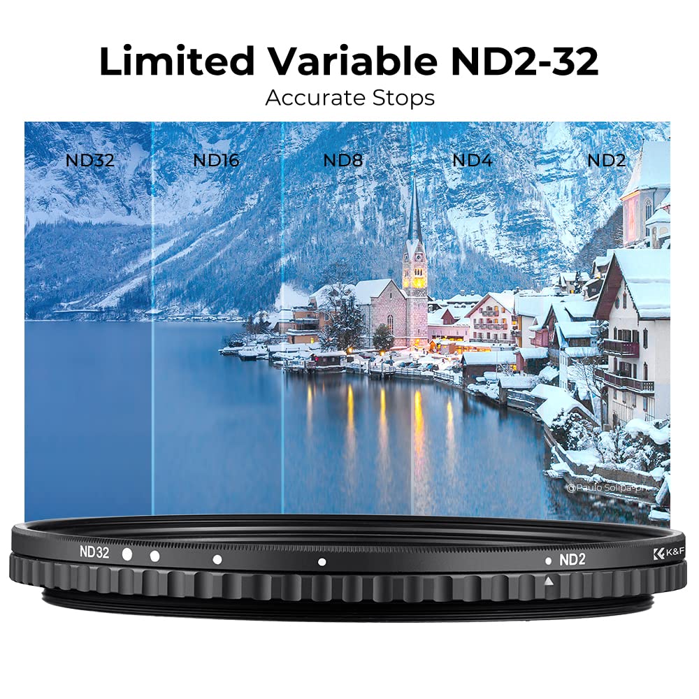 K&F Concept 95Mm Variable Nd Filter Nd2 Nd32 Camera Lens Filter (1 5 Stops) No X Cross Hd Neutral Density Filter With 28 Multi L