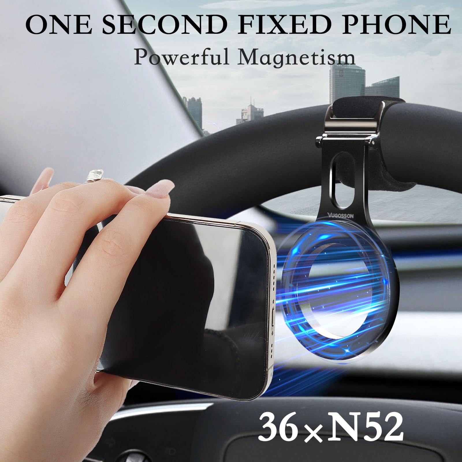 Magnetic Phone Holder For Tesla, Steering Wheel Phone Mount For Magsafe Car Holder, Work On Iphone,Samsung And All Phones, Magne