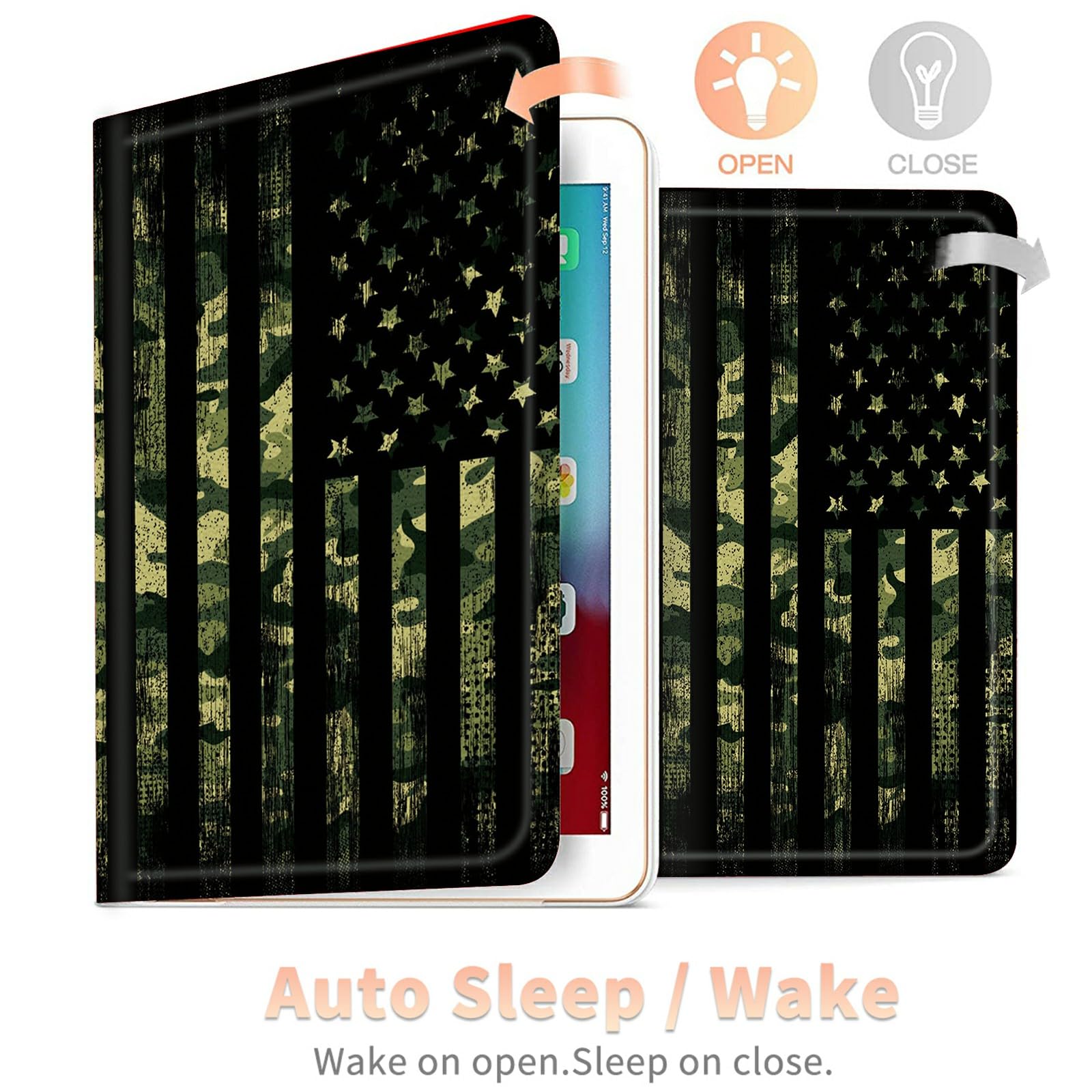 Military Camouflage Flag Case Design For Fire Max 11 Tablet 11.0 Inch (13Th Generation, 2023 Released), Slim Cover Multi Angle S