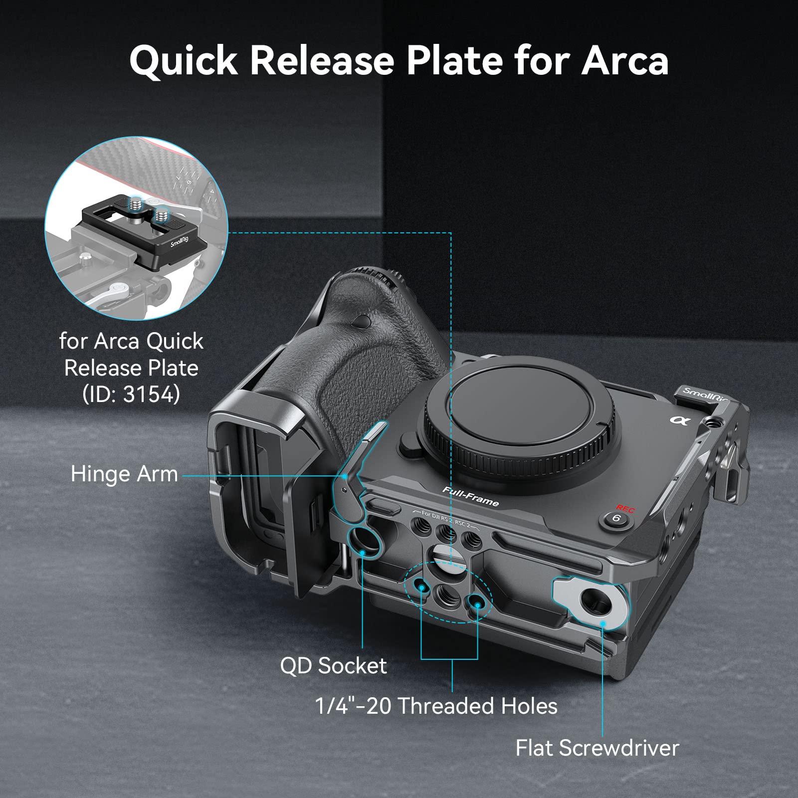Smallrig Cage For Sony Fx30 Fx3 With Cable Clamp For Hdmi, Classic Bright Black Surface, Included Cold Shoe And Nato Rail, Modul