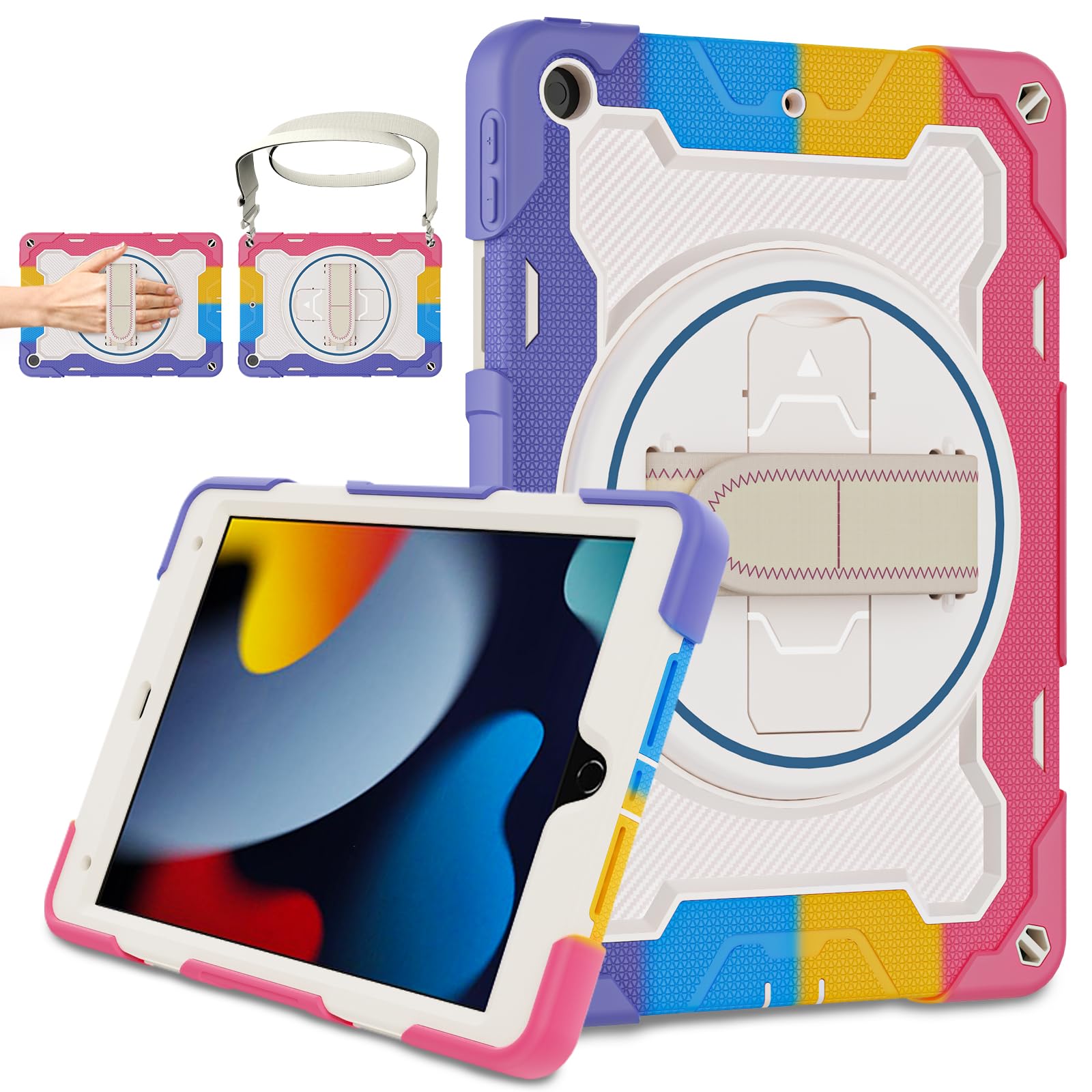 Rosrome For Ipad 9Th Generation Case 2021 For Girls With Screen Protector, Kids Case For Ipad 10.2 Ipad 8Th Gen 2020 / 7Th Gen 2