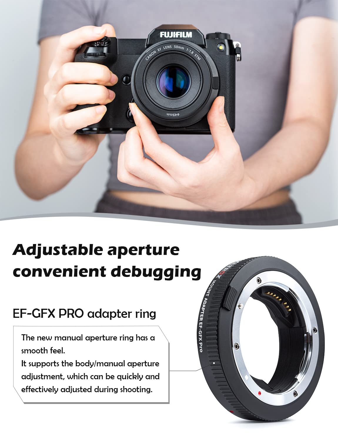 Viltrox Ef-Gfx Pro Lens Adapter, Auto-Focus Gfx Adapter Ring Lens Converter Control Ring Compatible For Canon Ef/Ef-S Series Len
