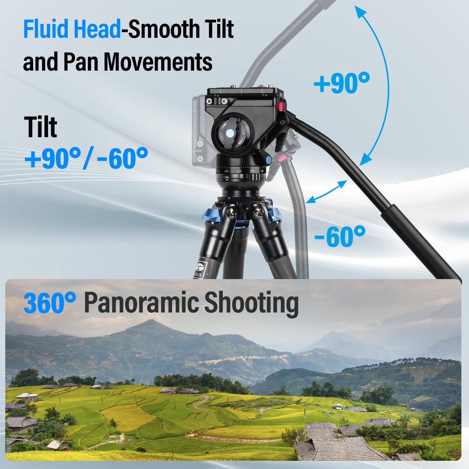 Sirui Am-223L Mini Video Tripod With Va-5 Fluid Head, Carbon Fiber Travel Tripod With Leveling Base For Dslr Camera Video Camcor