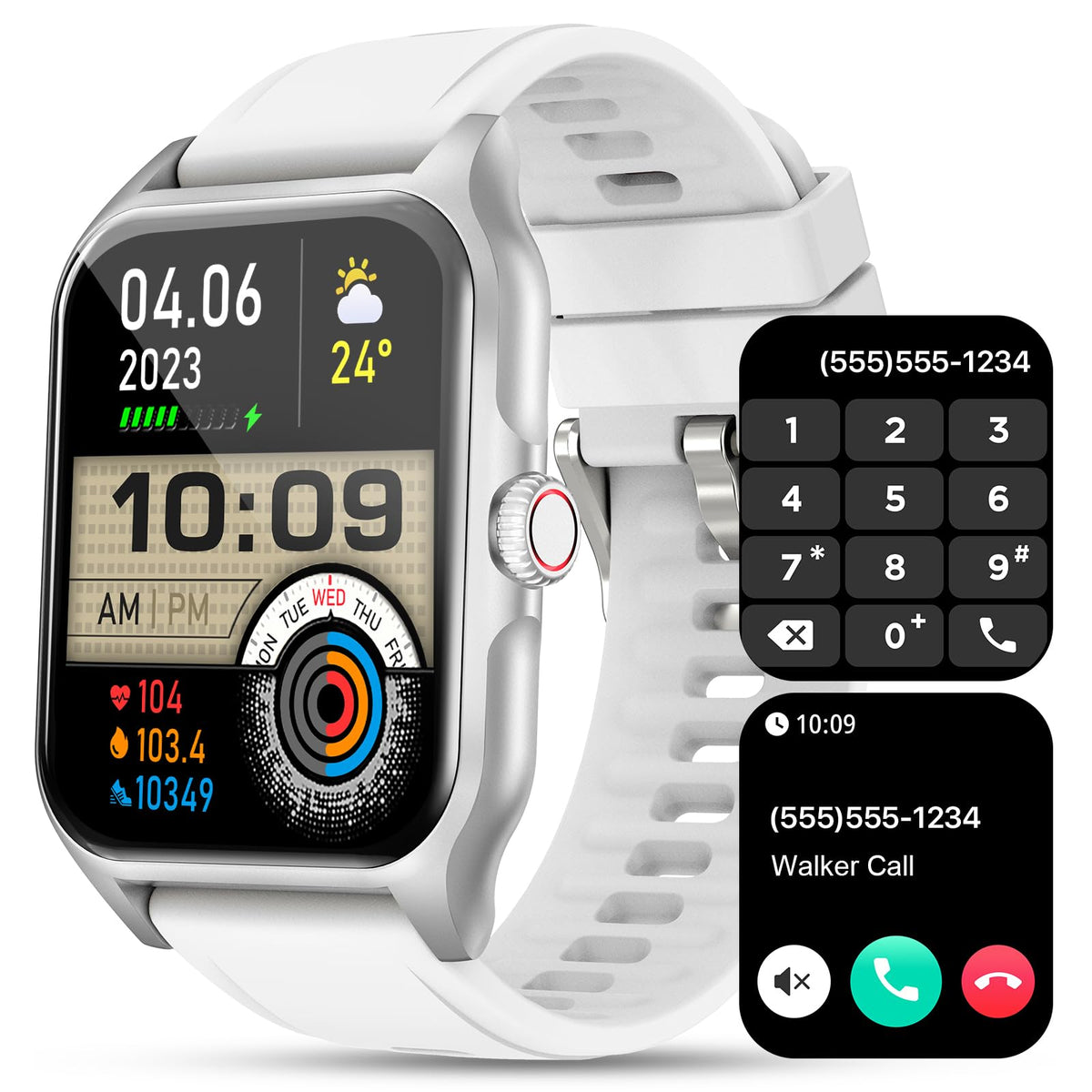 Walkerfit Smart Watch For Men: 1.84 ' ' Big Screen Fitness Watch For Android, Running Smartwatch With Heart Rate Monitor, Sleep,