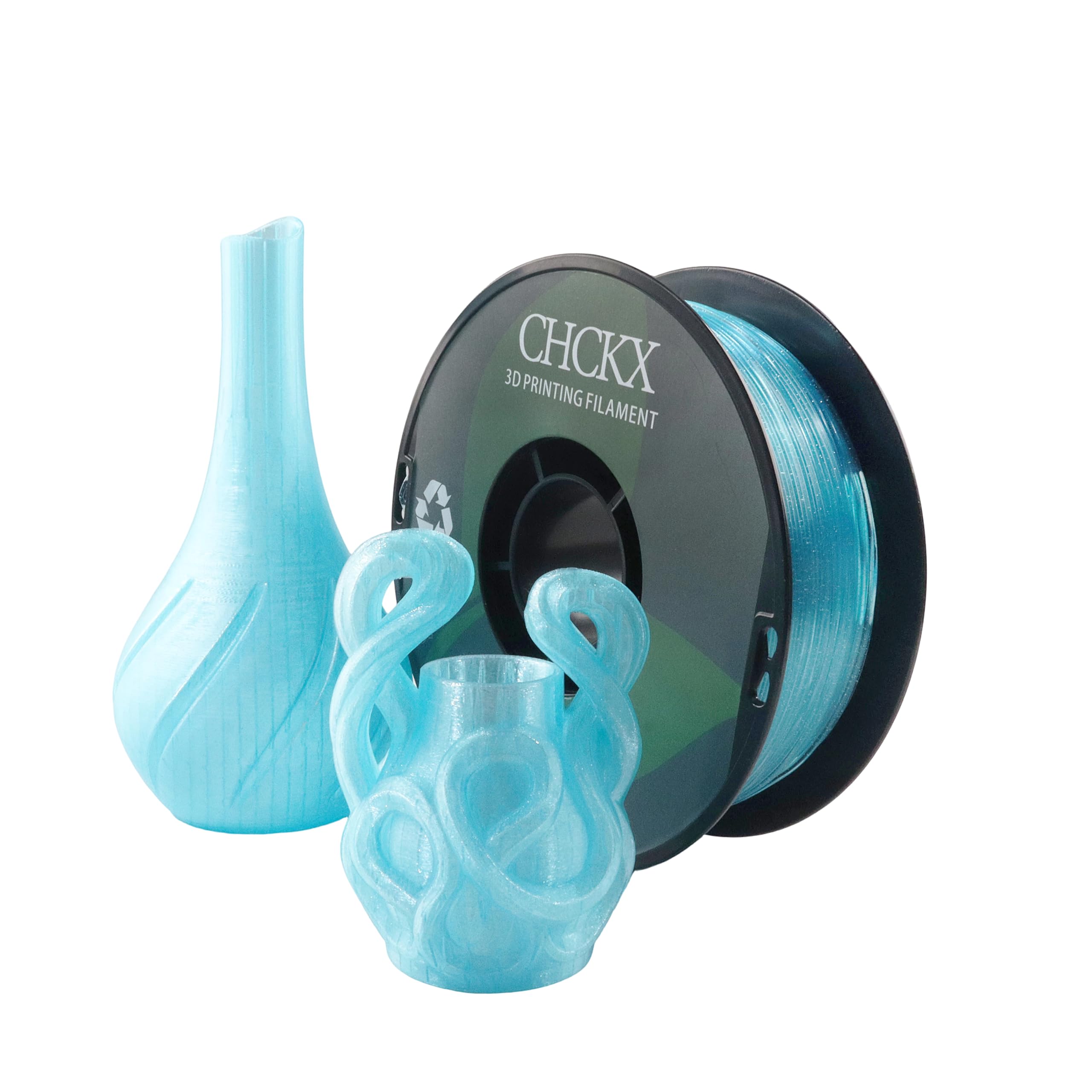 CHCKX Crystal Rainbow PLA 3D Printer Filament, Dimensional Accuracy +/- 0.02 mm, 1kg (2.2lbs), 1.75 mm, Crystal Blue