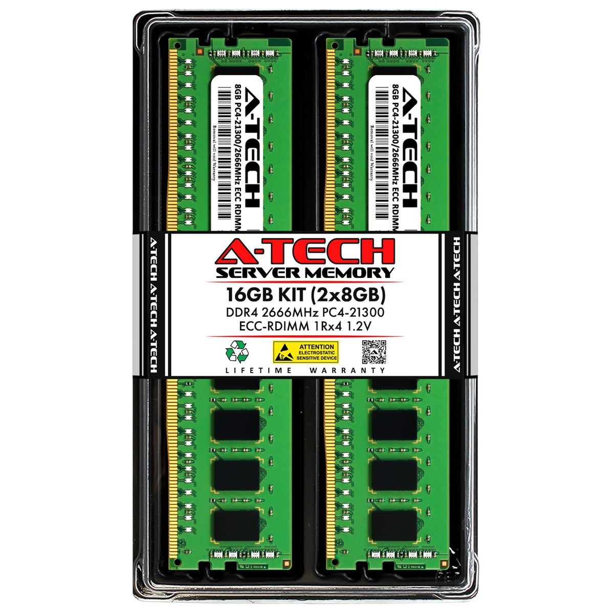 A Tech 16Gb Kit (2X8Gb) Ddr4 2666Mhz Pc4 21300 Ecc Rdimm 1Rx4 1.2V Single Rank Ecc Registered Dimm 288 Pin Server & Workstation