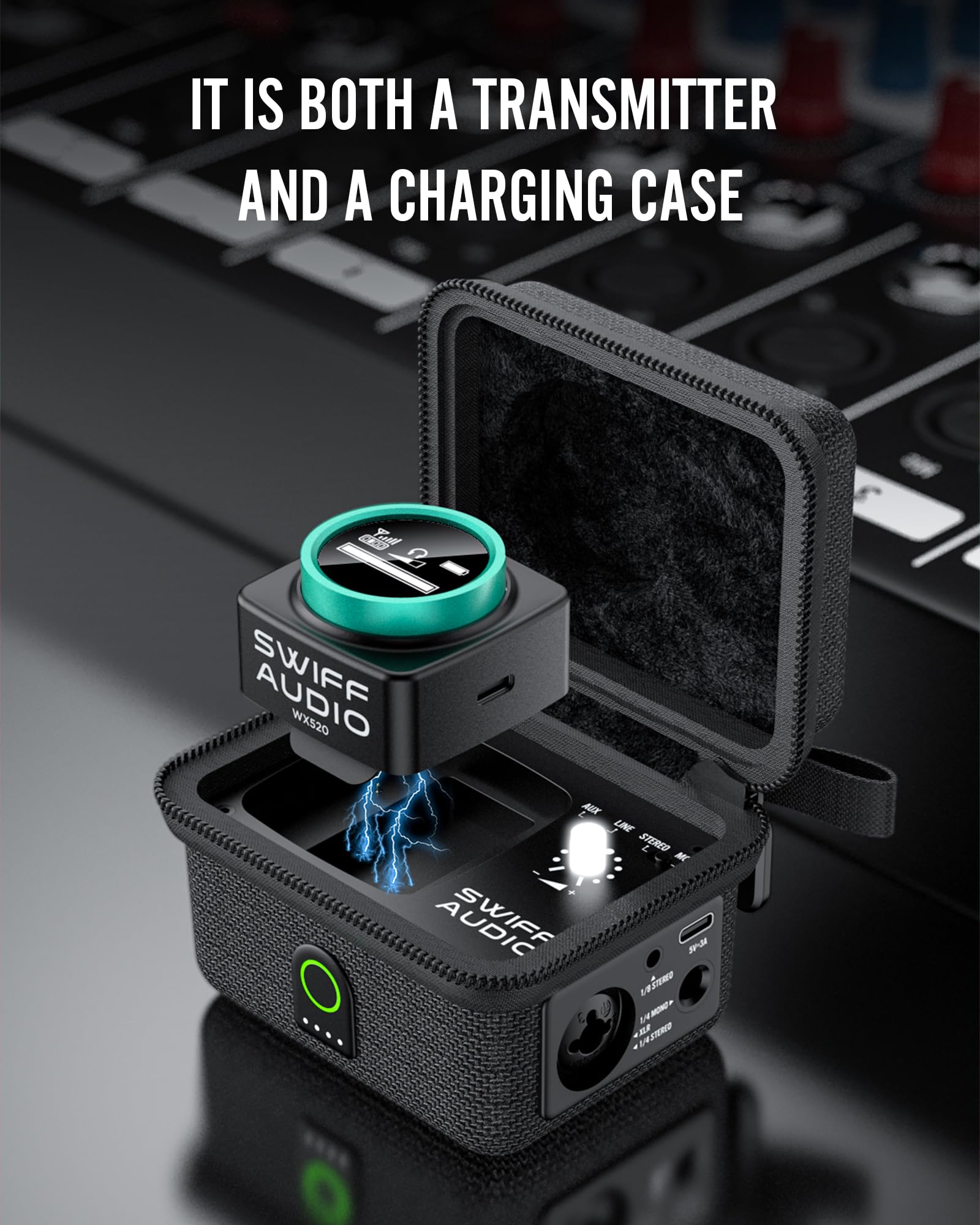 Wireless In Ear Monitor System, 5.8Ghz Stereo In-Ear Monitoring System With Led Screen Receiver And Charging Case Transmitter Bu