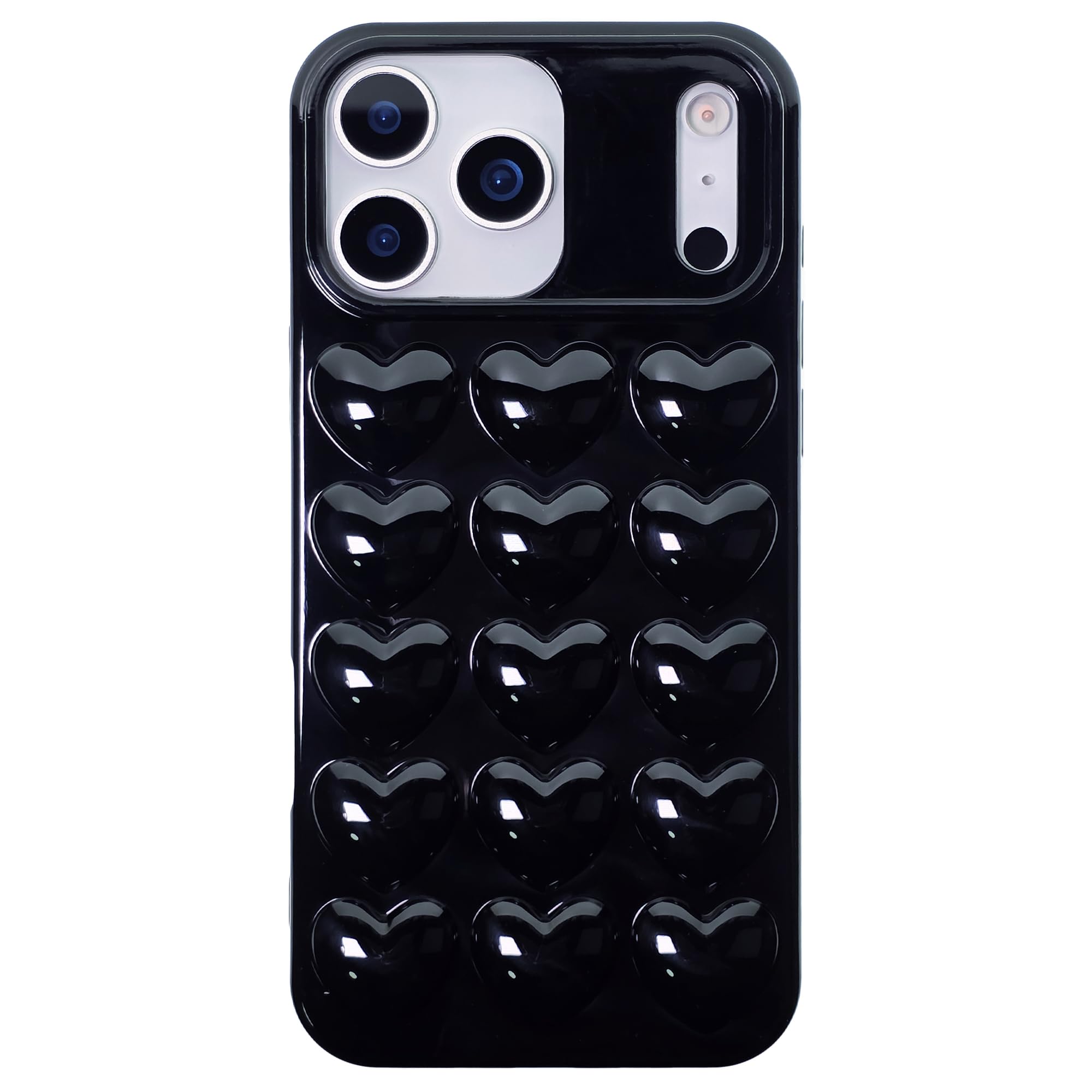 DMaos for iPhone Air Case for Women, 3D Pop Bubble Heart Kawaii Gel Cover, Cute Girly for iPhoneAir 6.5 inch - Black