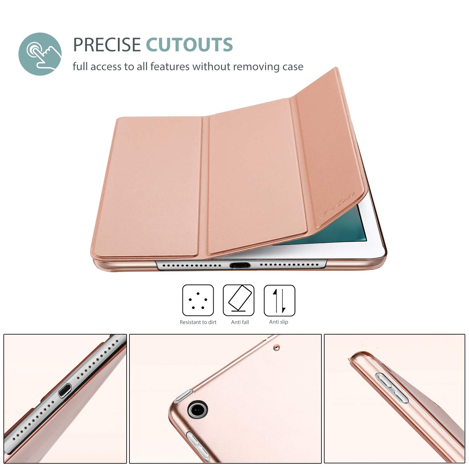 Procase Smart Case For Ipad Mini 5 2019(Model: A2133 A2124 A2126 A2125), Ultra Slim Lightweight Stand Case With Translucent Frosted Back Cover For Ipad Mini 5Th Gen 7.9 Inch �Rosegold