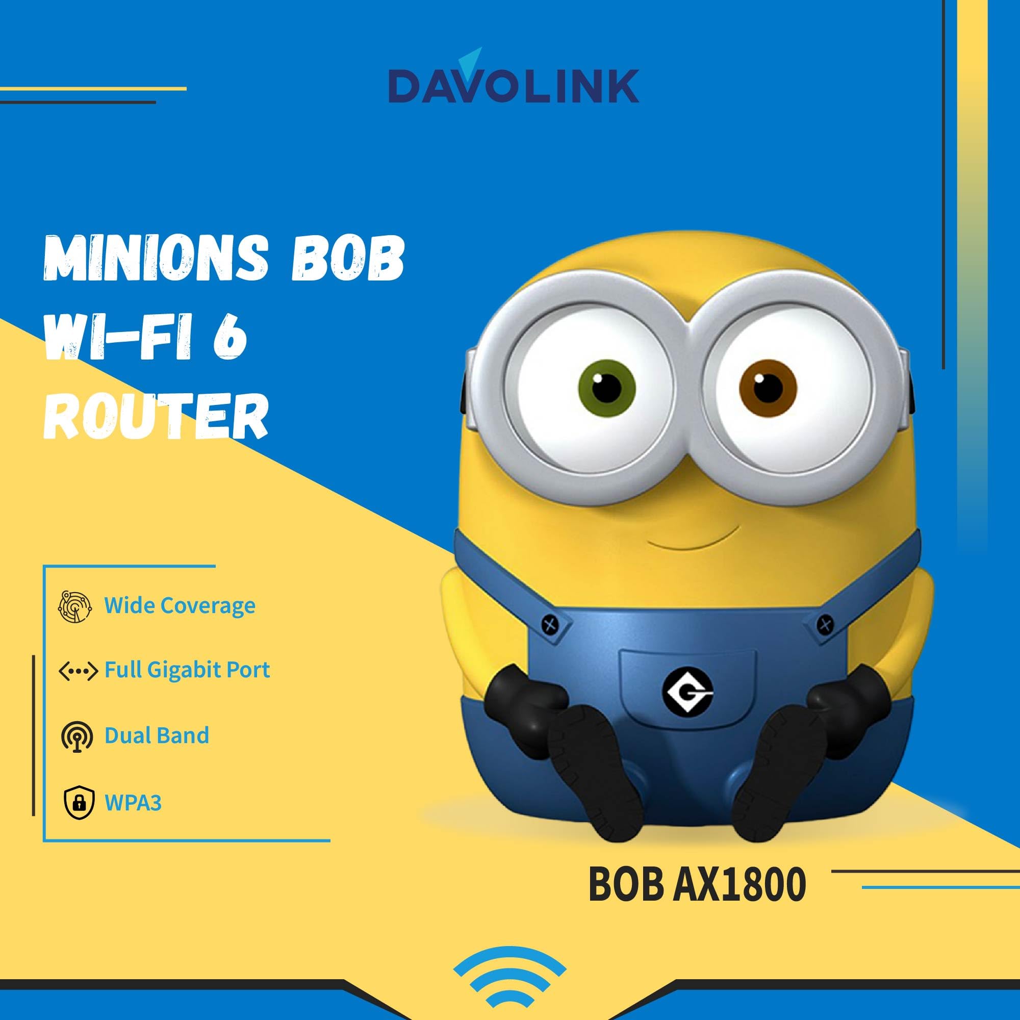 Davolink Minions Bob Wifi 6 Router For Home   Turbocharge Your Internet With Minions Magic Secure Travel Wifi Router   Gaming Ro