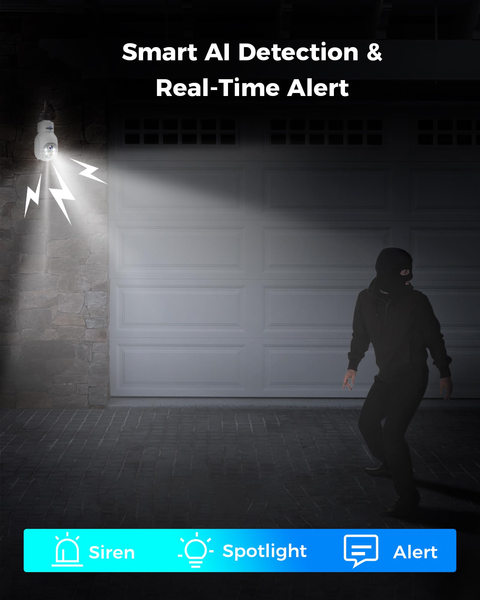 Hiseeu Light Bulb Security Camera Wireless Wifi 2.4Ghz,10X Zoom Ptz Light Socket Security Camera Waterproof, 2 Way Audio, Auto T