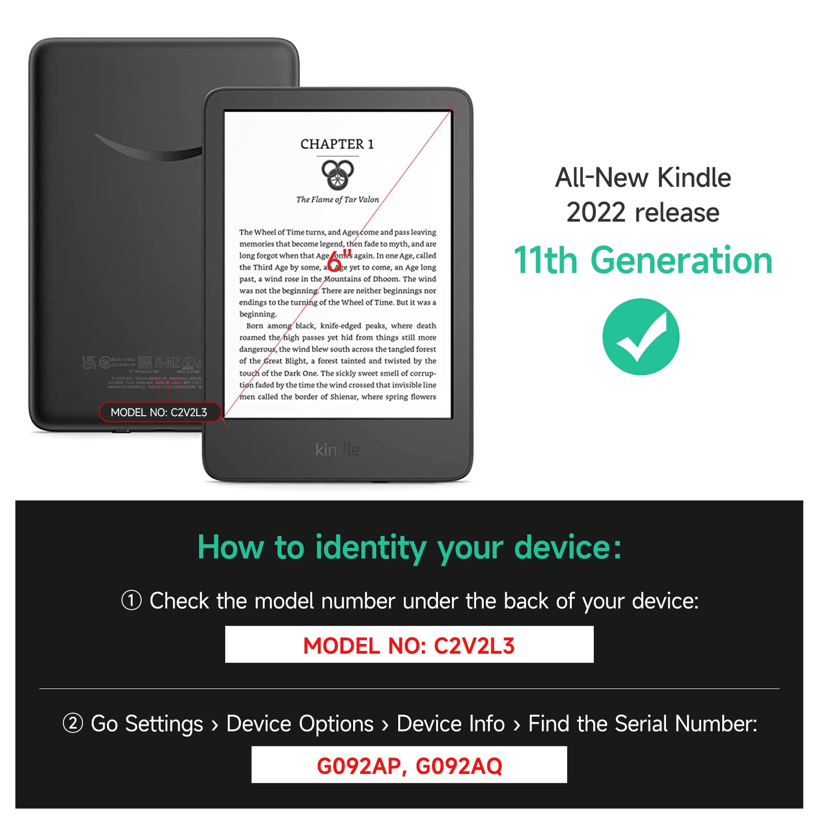 Ayotu Skin Touch Feeling Case For 6'' All New Kindle 11Th Generation 2022 Release (C2V2L3), Slim Kindle Cover With Auto Wake/Sle