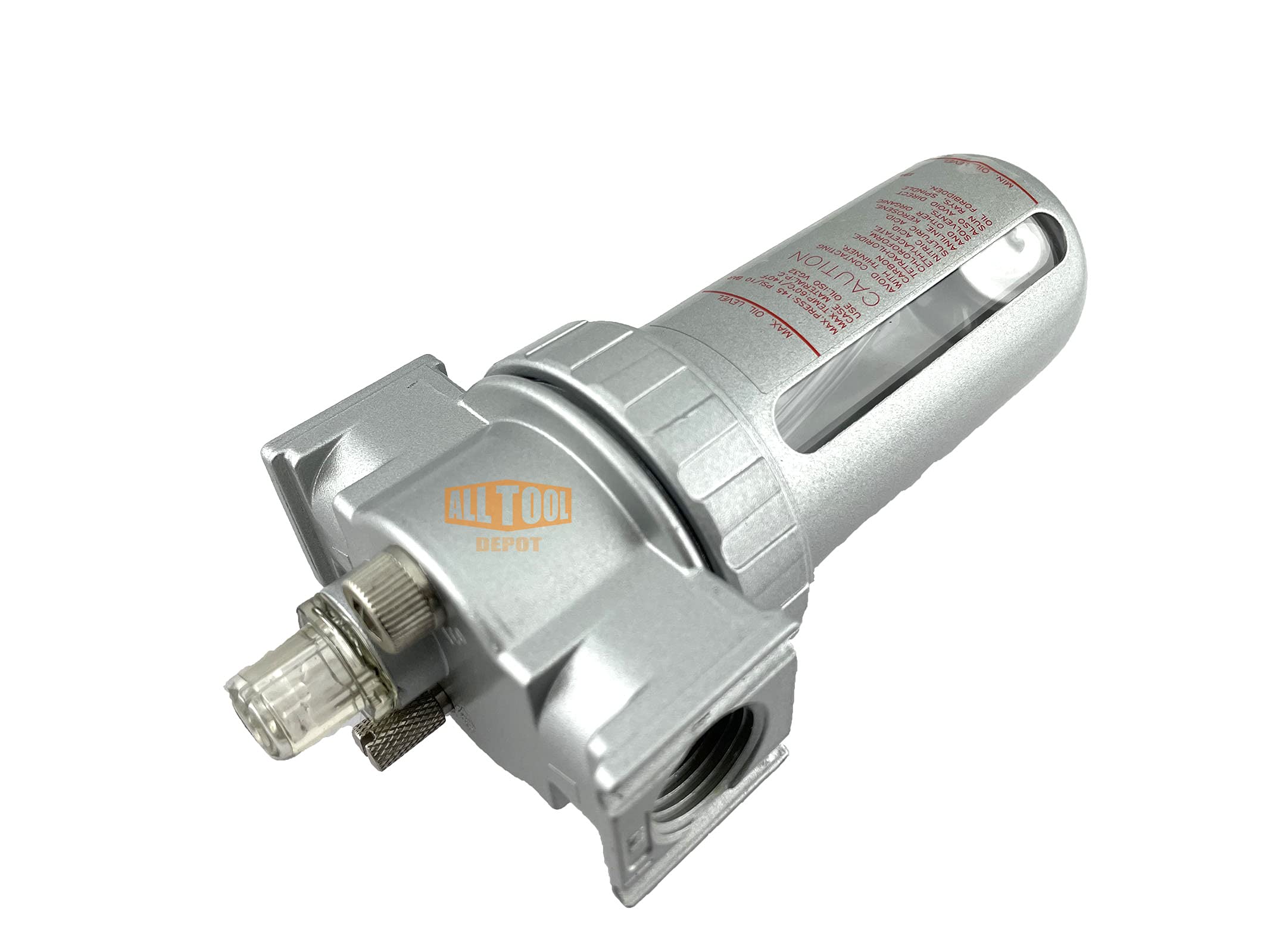 1/4    Npt Mid Flow Lubricator Oiler For Compressed Air Lubricate Pneumatic Air Tools, Poly Bowl With Visible Oil Level, 150 Psi