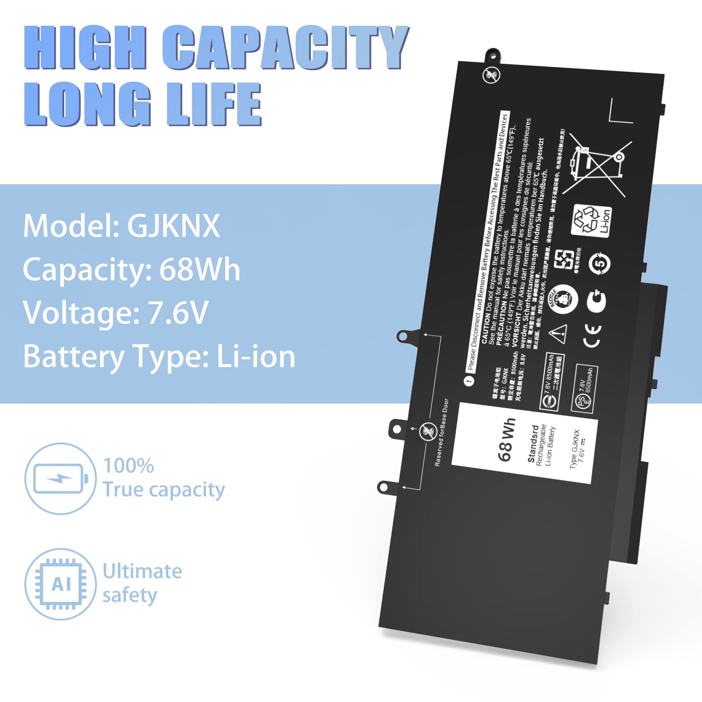 68Wh Gjknx Battery Replacement For Dell Latitude 5480 5580 5280 5288 5488 5590 5591 5490 5491 5495 E5480 E5580 E5490 E5590 Preci