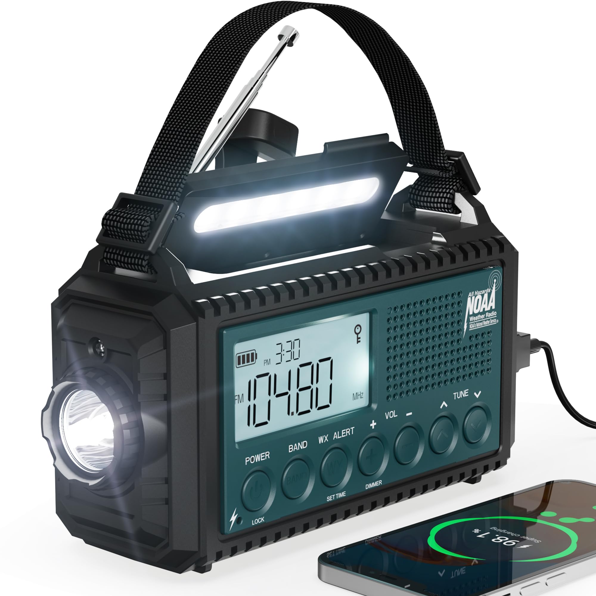 Emergency Weather Radio with AM/FM/NOAA/SW, 5 Ways Powered Solar Hand Crank Alert Radio with LCD Display&SOS, 5000 Portable Radi
