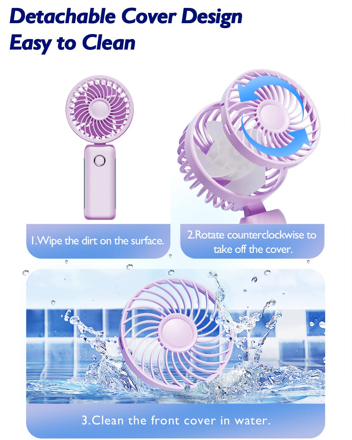 Rnkrun Mini Portable Fan, Personal Handheld Fan Foldable 4000Mah Battery Operated Usb Rechargeable Small Desk Fan Quiet Powerful