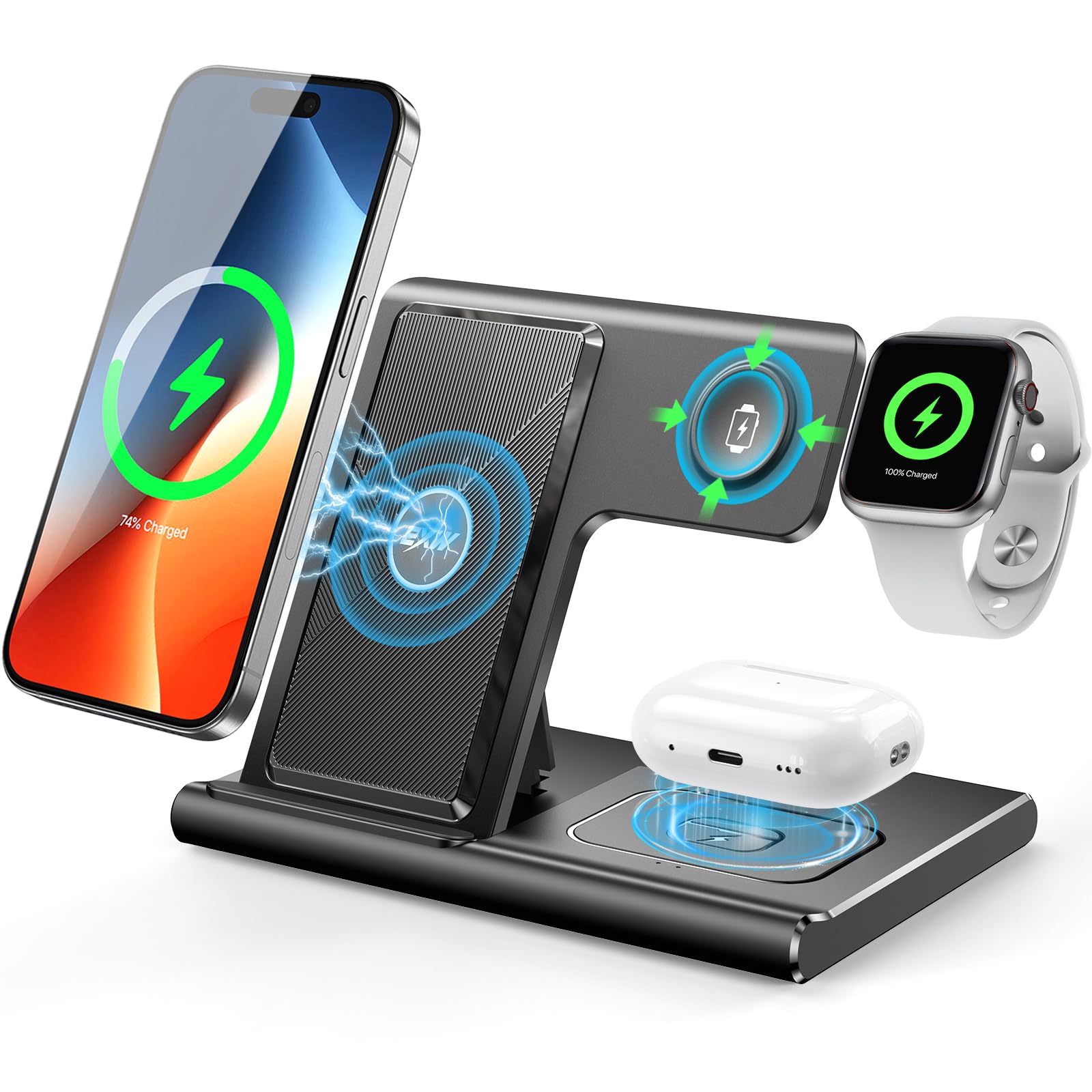 Exw [2024] Upgraded Wireless Charger,3 In 1 Charging Station For Apple Devices,Wireless Charger Stand For Iphone 16 15 14 13 12