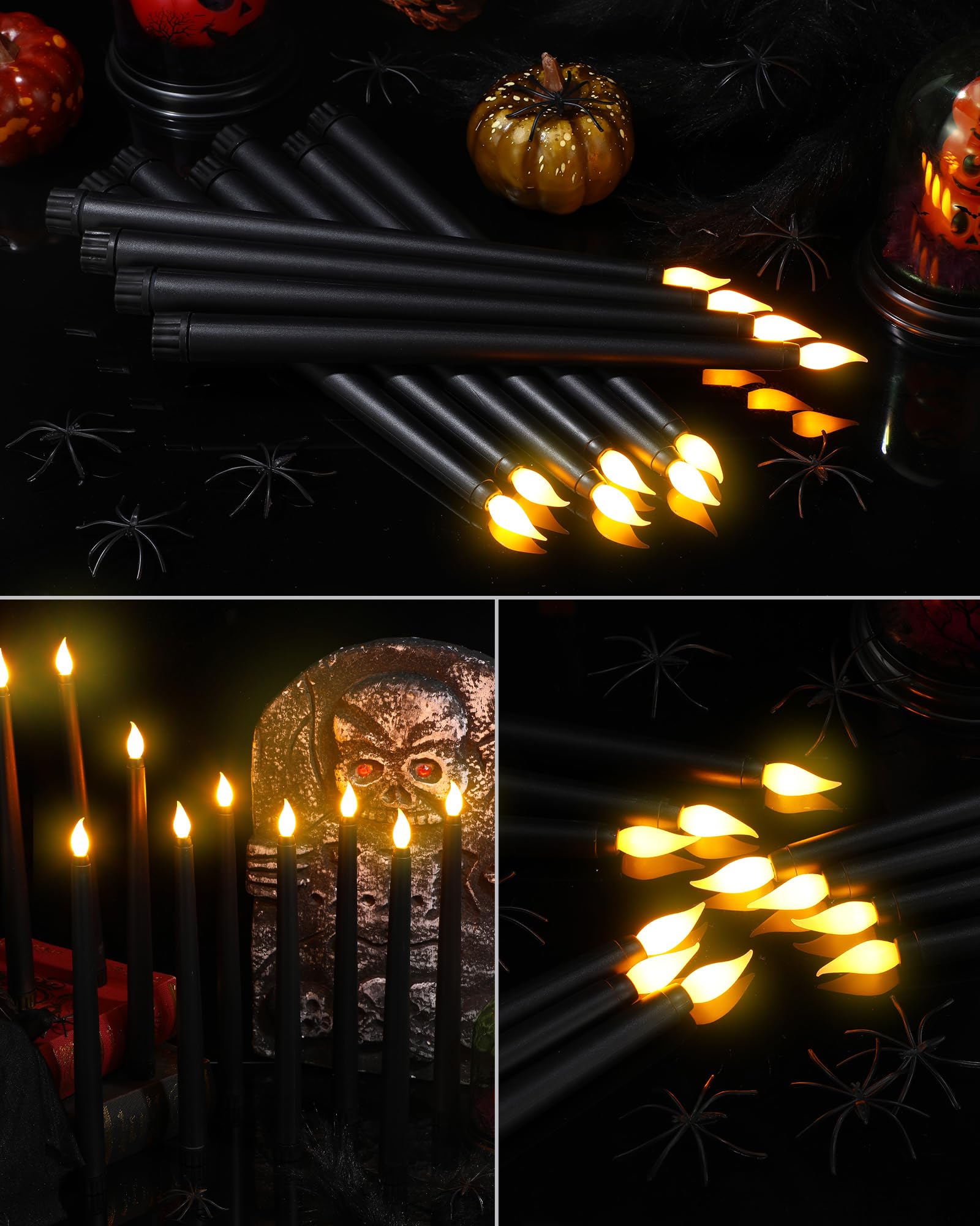 Funtery 48 Pcs Flameless Led Taper Candles 11 Inch Battery Operated Flickering Candles Bulk For Christmas Church Wedding Party(B