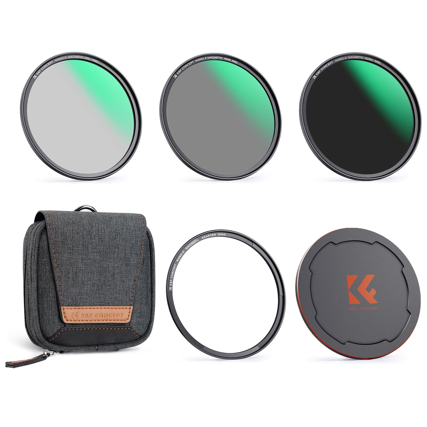 K&F Concept 58Mm Magnetic Cpl+Nd8+Nd64+Magnetic Basic Ring+Lens Cap Camera Lens Filters Kit (5 Pack)  Optical Glass Polarizing N