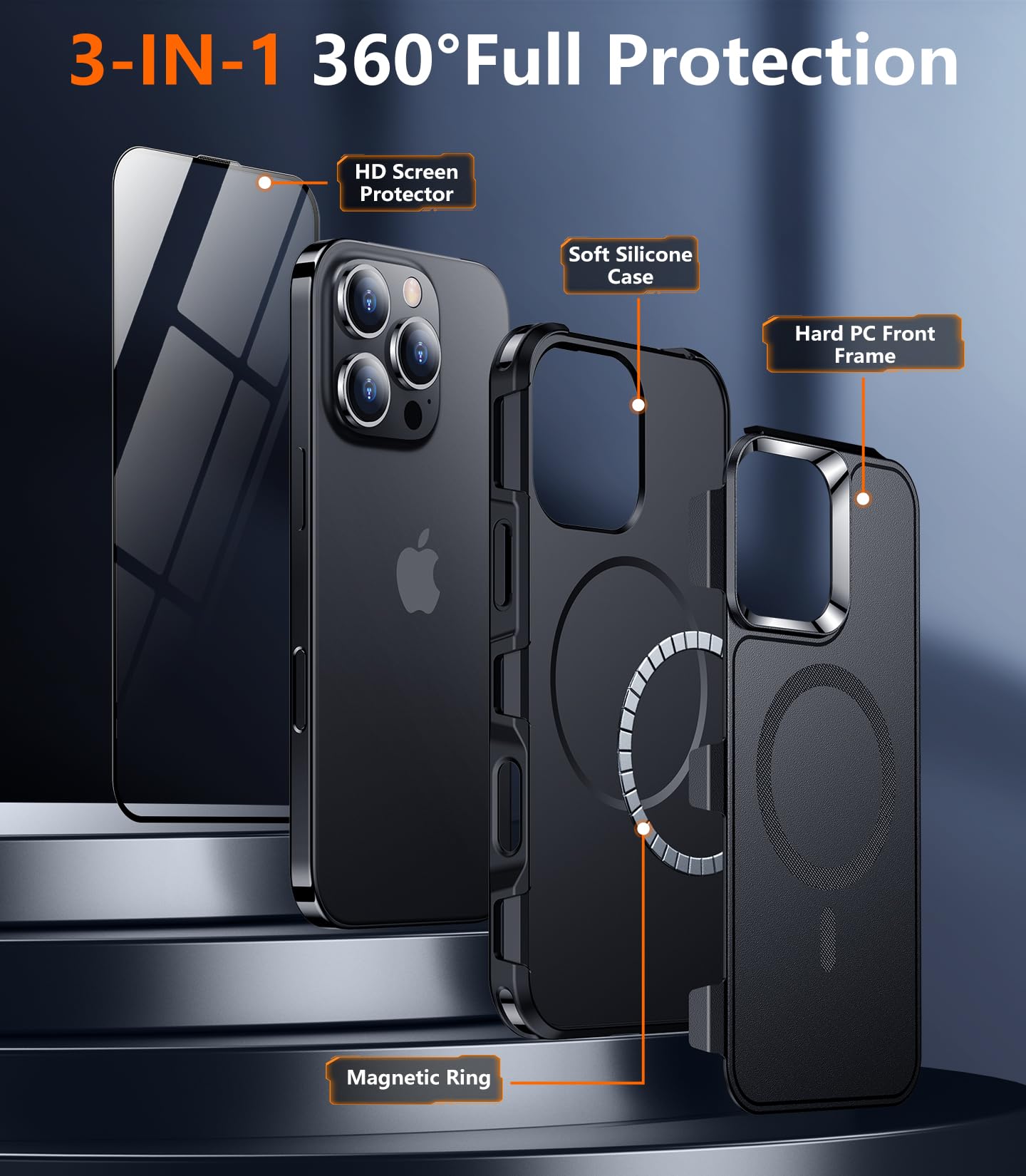 Temdan Designed For Iphone 16 Pro Max Case Magnetic, [Compatible With Magsafe][Military Grade Drop Protection] Dropproof Heavy D