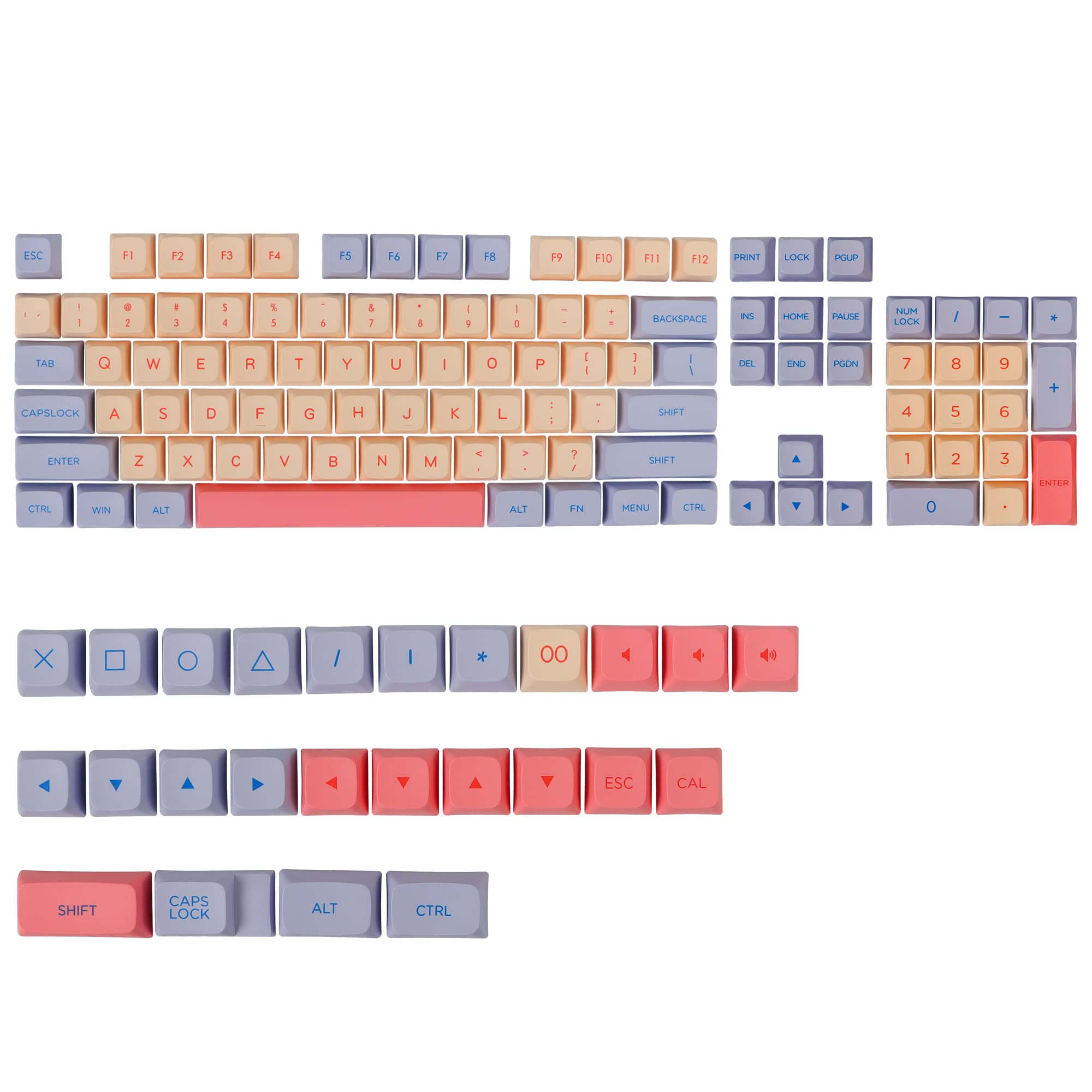 Mosptnspg Xda Pbt Keycap, 133 Key Sublimation Custom Key Cap Set For Cherry Mx/Kaihua Switches Mechanical Gaming Keyboard