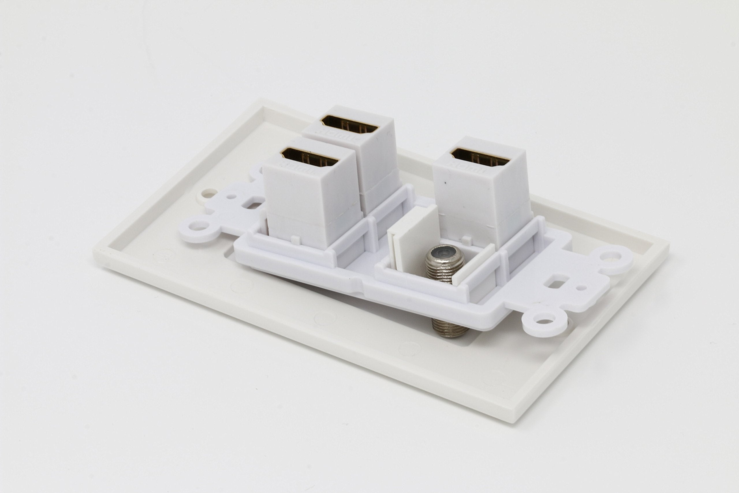 Riteav   3 X Hdmi And 1 X Coax Cable Tv F Type Port Wall Plate Decorative   White