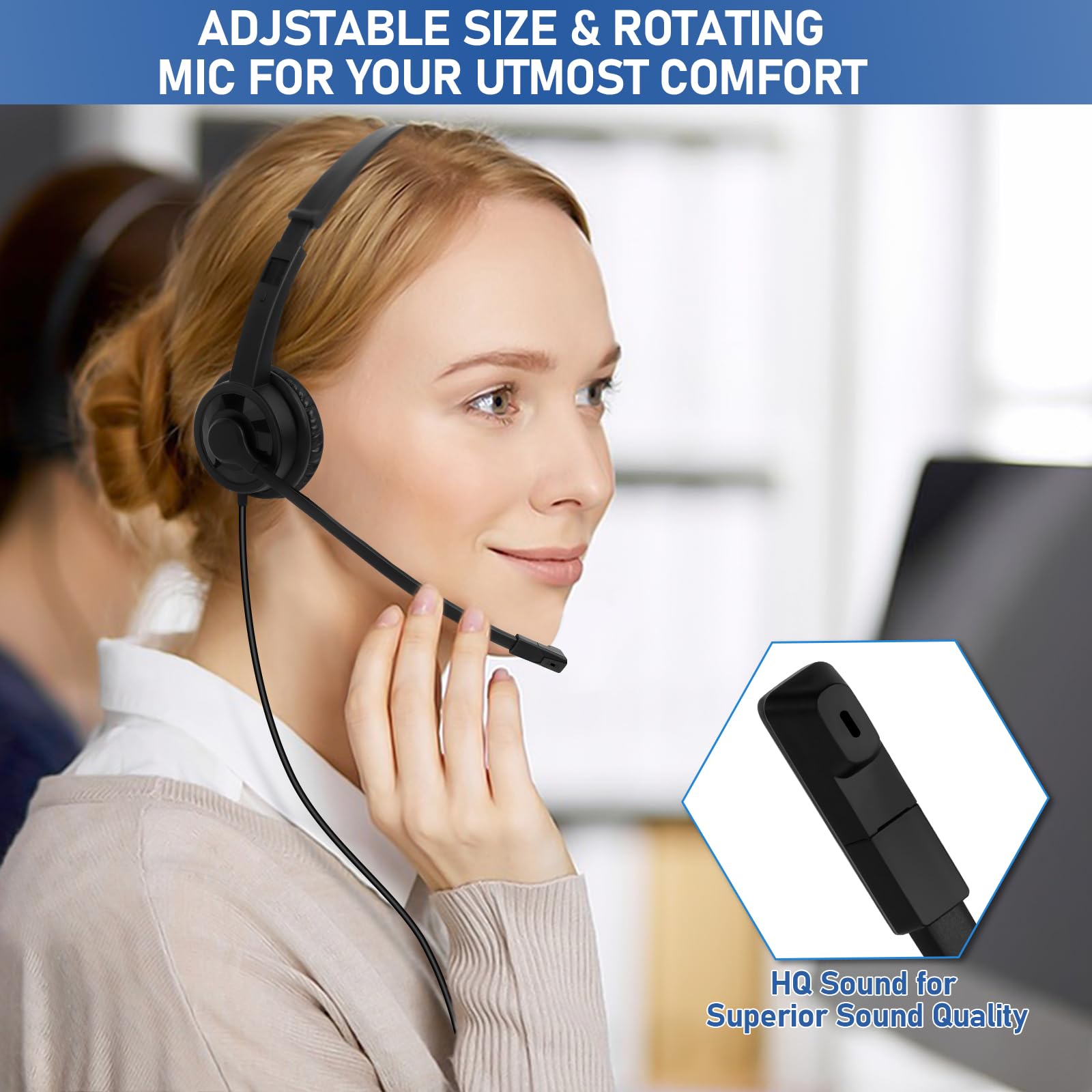 Xosda Headsets With Microphone 5 Pack Bulk  Noise Canceling Computer Headphones For School, Office, Meetings, Chat, 3.5Mm Wired