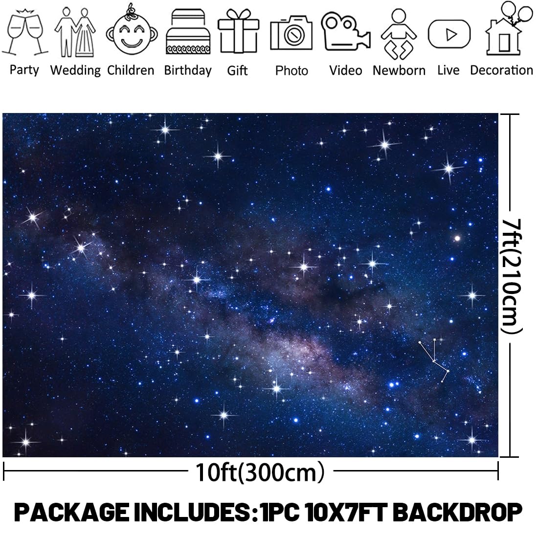Avezano Starry Night Sky Backdrop 10X7Ft Outer Space Galaxy Birthday Background Astronaut Spaceman Theme Party Decorations For B