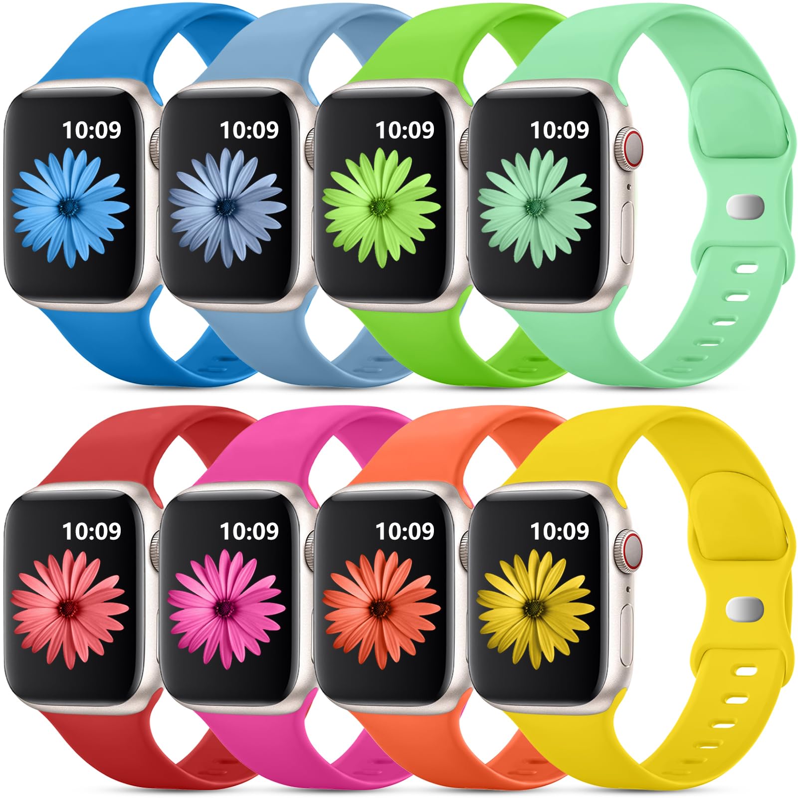 Daqin 8 Pack Silicone Band Compatible With Apple Watch Band 44Mm 45Mm 46Mm 49Mm 40Mm 38Mm 41Mm 42Mm Women,Sport Waterproof Strap