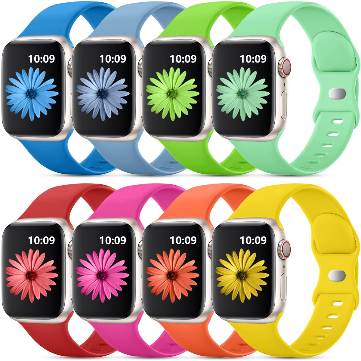 Daqin 8 Pack Soft Silicone Bands Compatible With Apple Watch Band 40Mm 38Mm 44Mm 41Mm 45Mm 46Mm 49Mm 42Mm Women Men,Sport Waterp