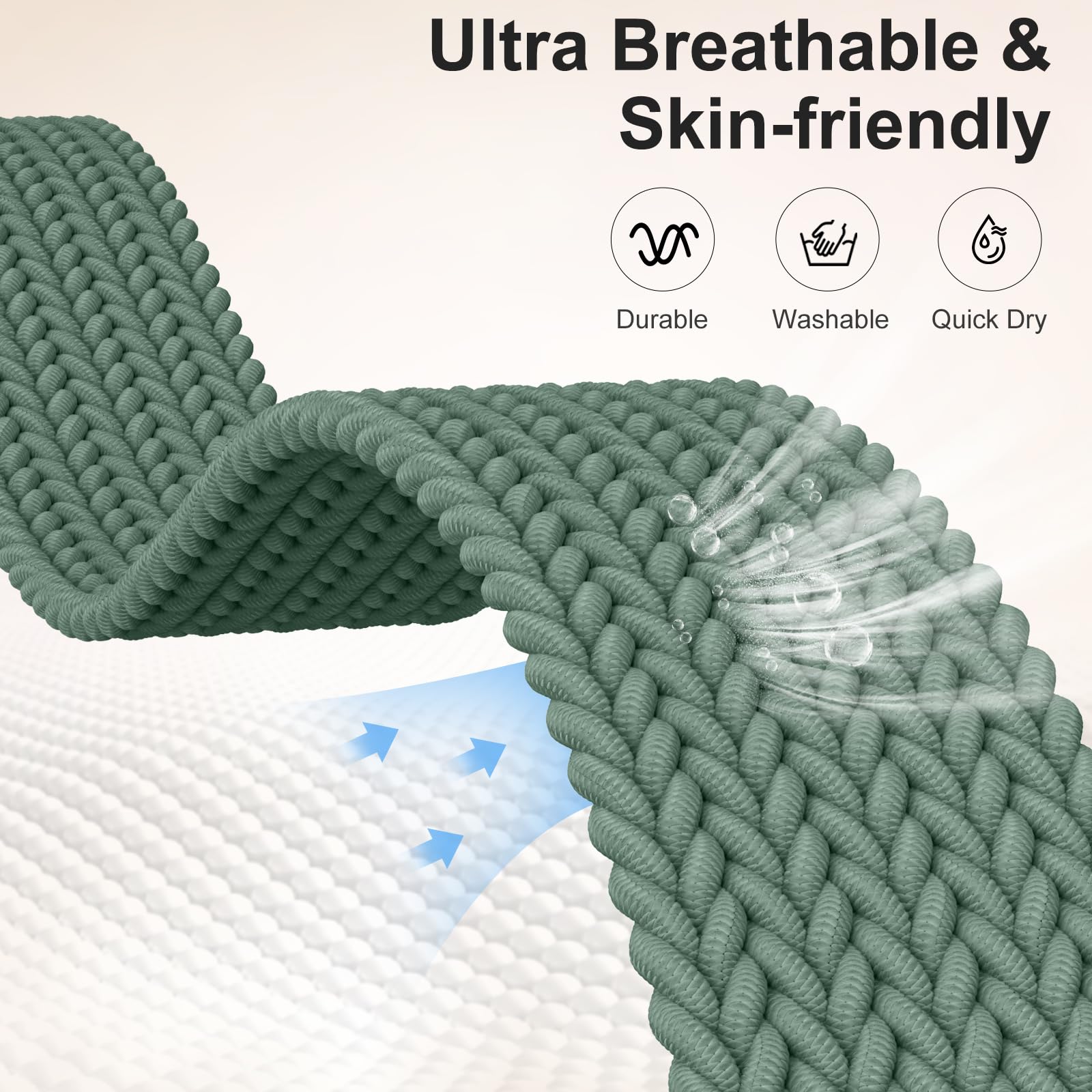 Maledan Compatible For Fitbit Sense/Sense 2/ Versa 3/ Versa 4 Bands Women Men, Adjustable Stretchy Solo Loop Elastic Nylon Sport